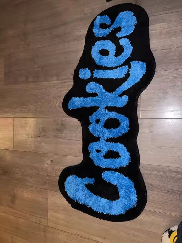 Japanese Brand Cookies Floor Rug - Blue/White - Hypebeast Room Decor Size ONE SIZE - 2 Thumbnail