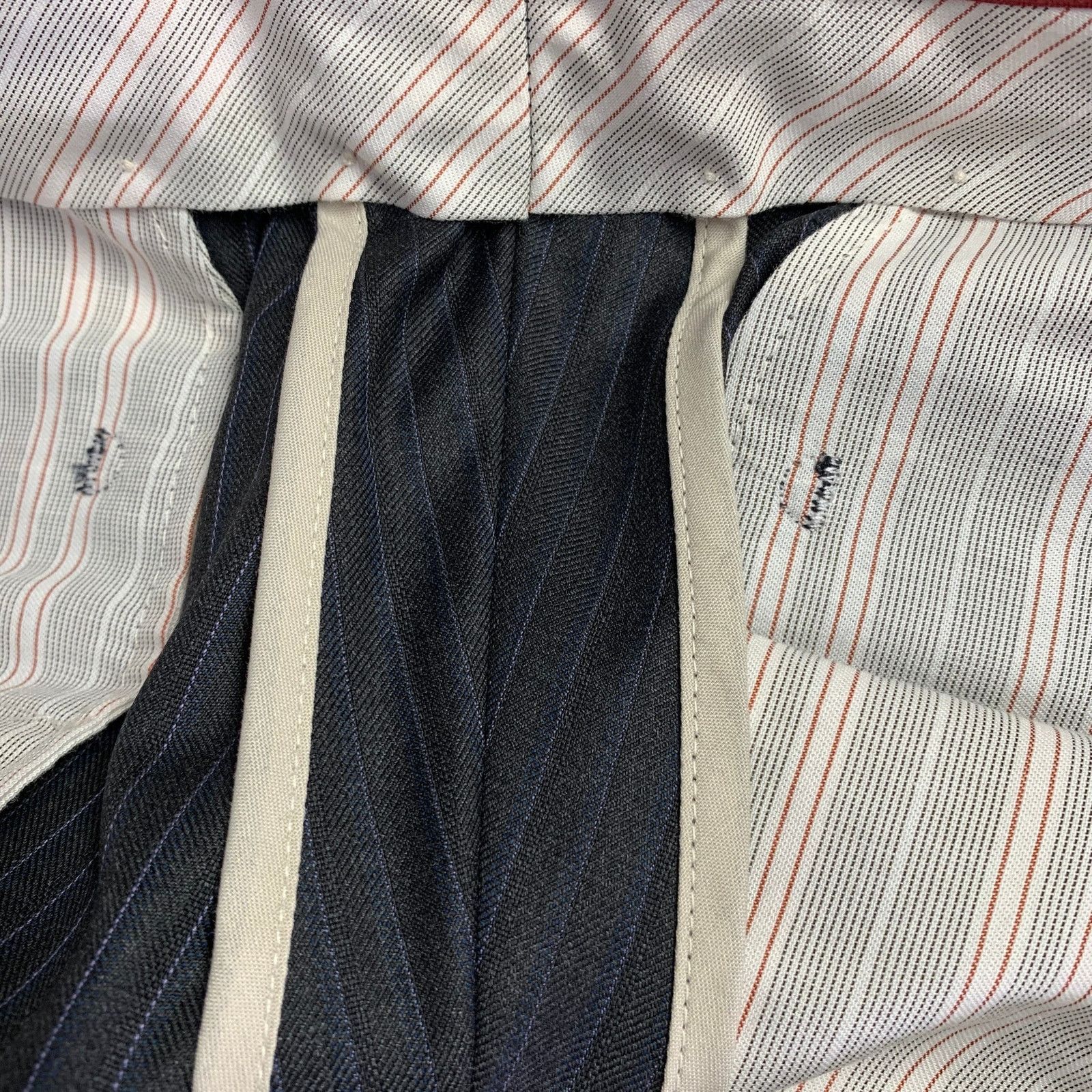 Other TAILO RED Grey Blue Pinstripe Wool Single Breasted Suit Size 40R - 14 Thumbnail