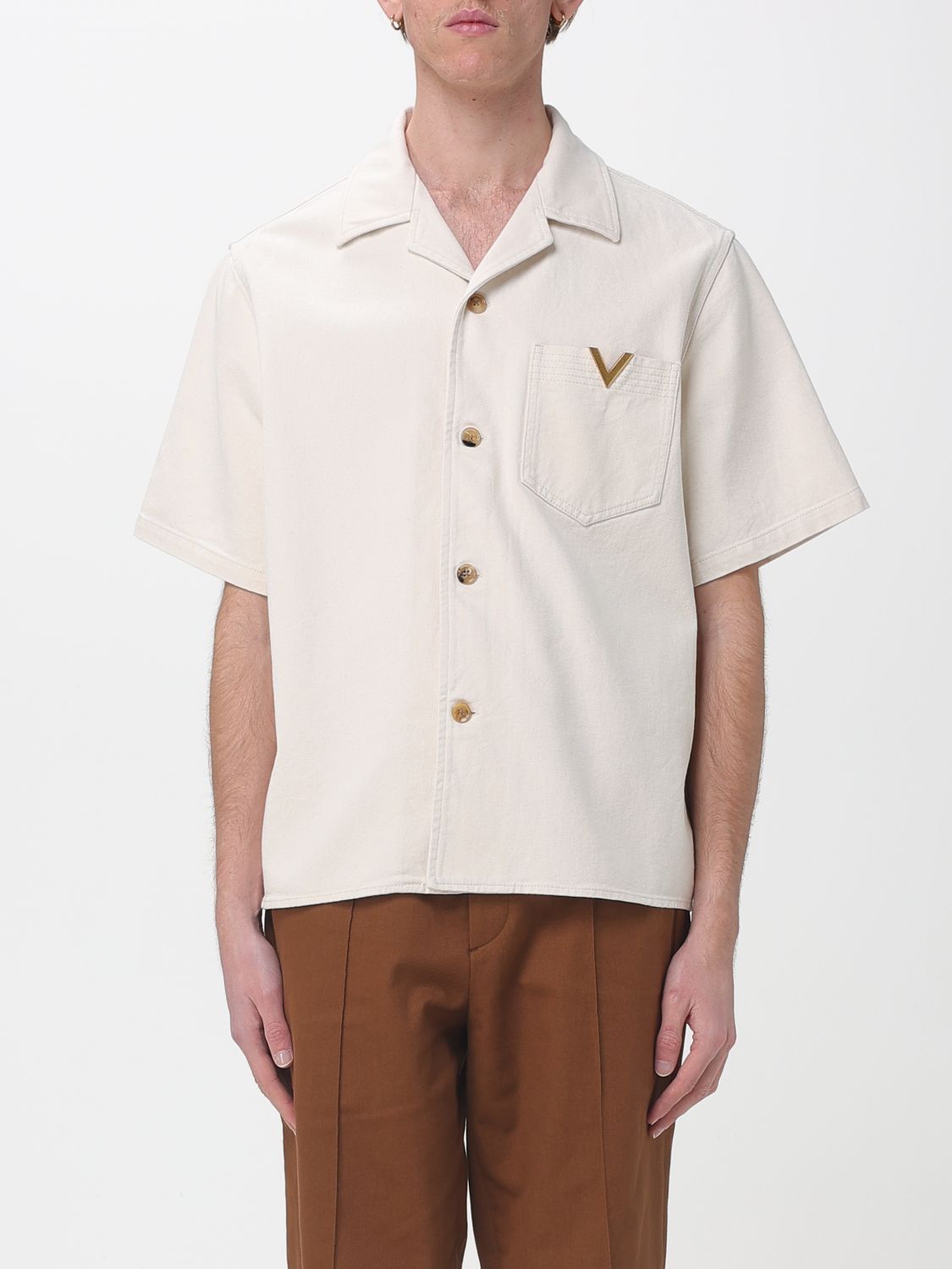 Valentino Valentino Shirt Men Ivory Size US M / EU 48-50 / 2 - 1 Thumbnail