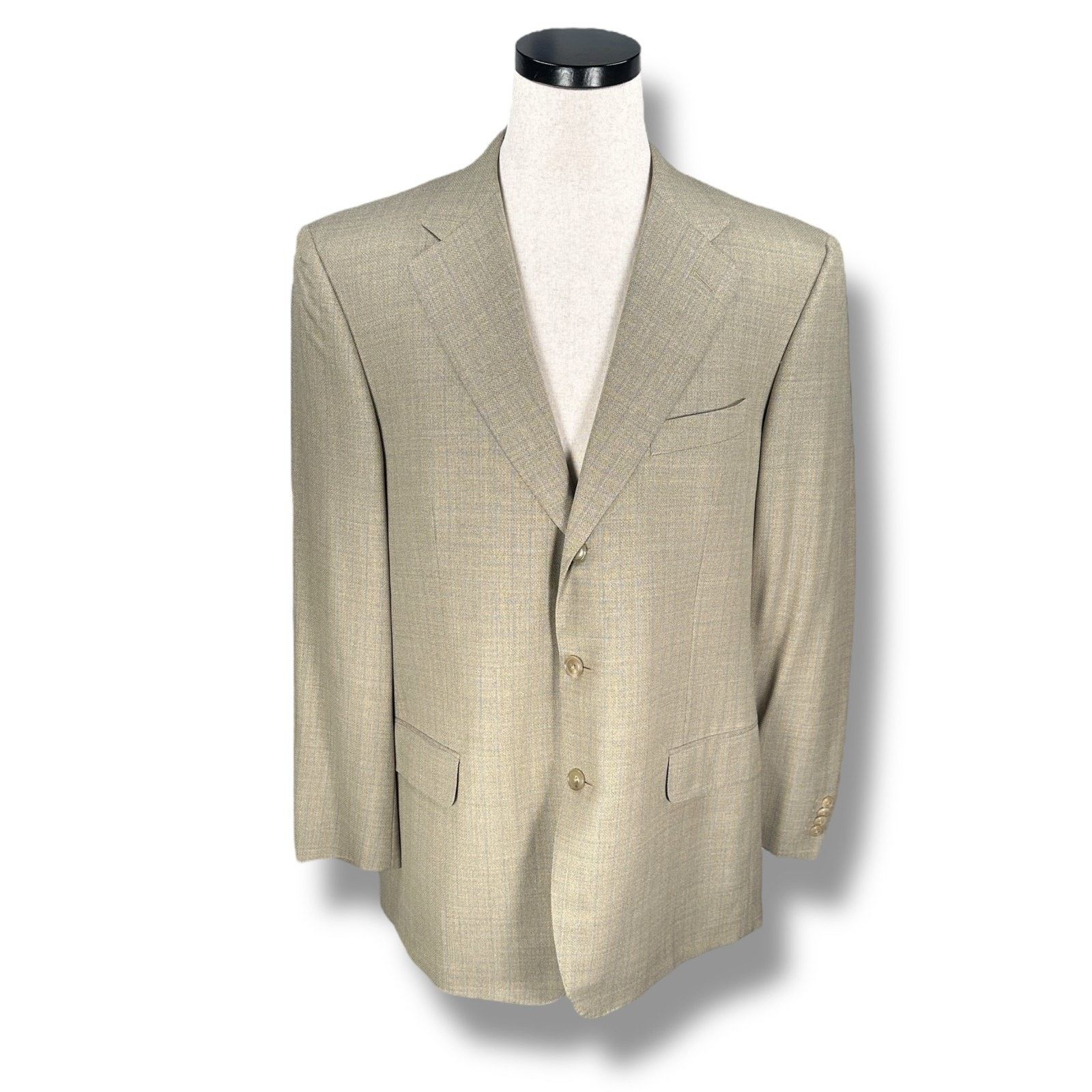 Ermenegildo Zegna Ermenegildo Zegna Blazer Jacket Men 44R Beige Widowpane Wool Size 44R - 1 Thumbnail