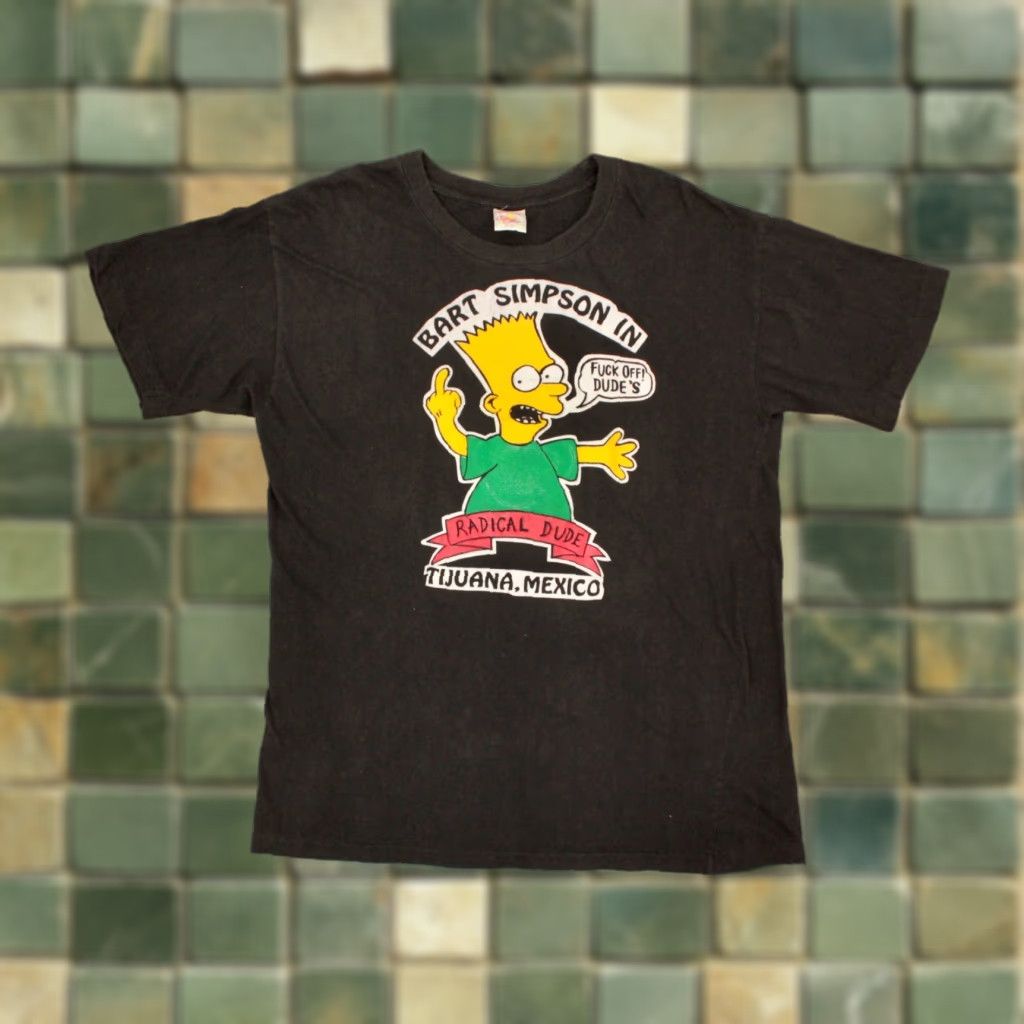Vintage VINTAGE Greenearth Men's Bart Simpson 90s TShirt XL Black Graphic Tee 1990s The Simpsons T-shirt Tijuana Boys Mens Size US XL / EU 56 / 4 - 1 Thumbnail