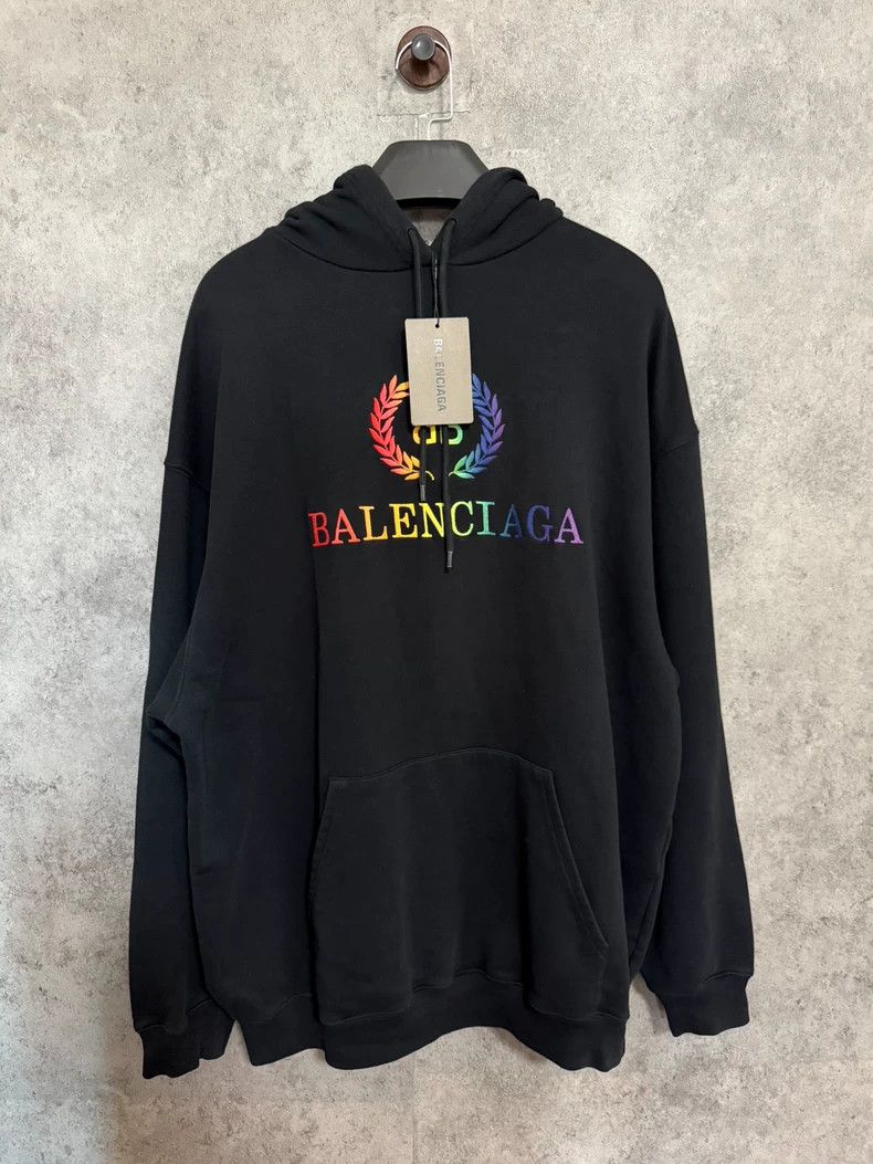 Balenciaga Rainbow Logo Embroidered Hoodie