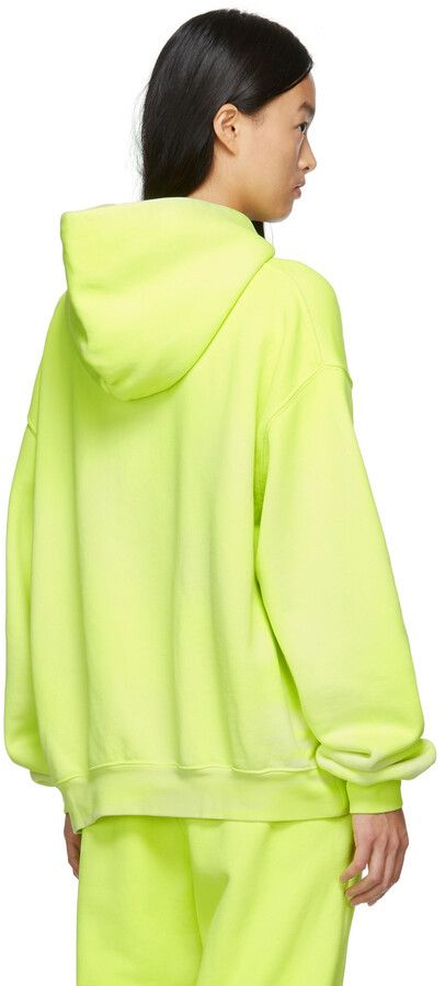 Alexander Wang Fluorescent Yellow Dyed Logo Print Oversized Hoodie Size US XL / EU 56 / 4 - 8 Thumbnail