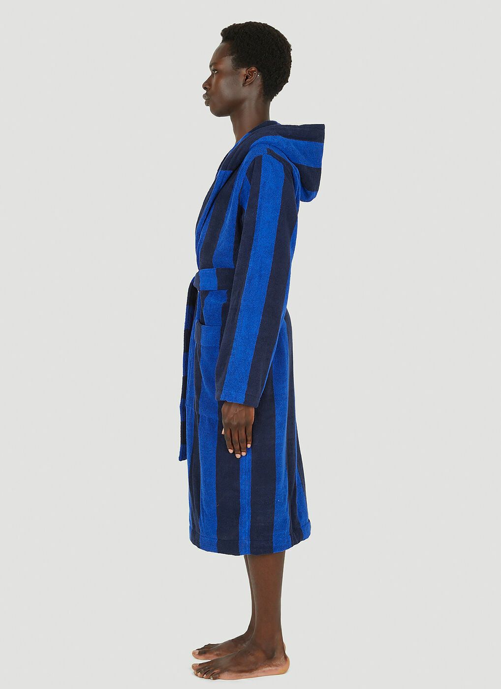 Tekla o1mle0325 Unisex Hooded Bathrobe in Navy Blockstripes Size US XL / EU 56 / 4 - 2 Thumbnail