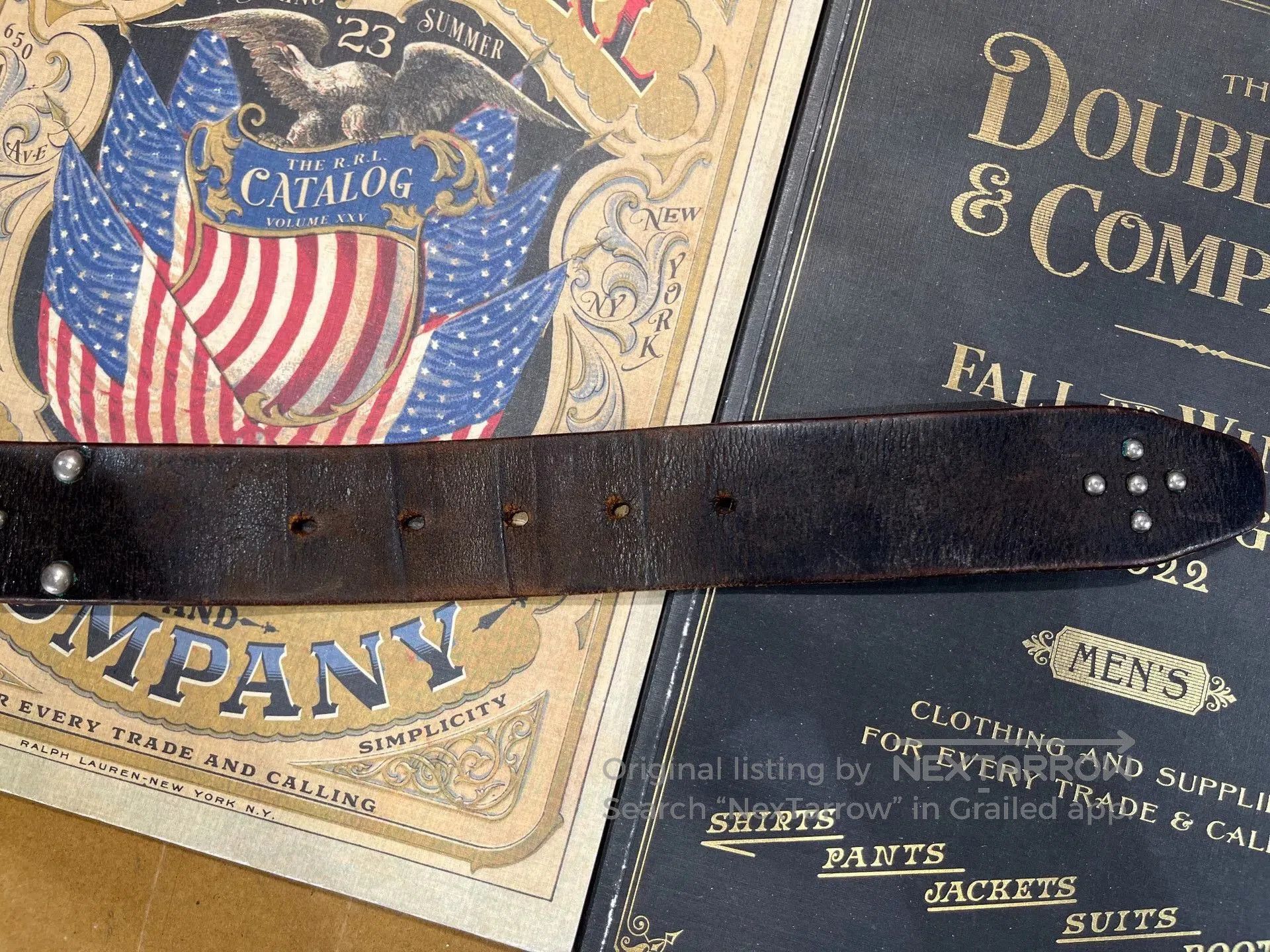 RRL Ralph Lauren rrl leather studded belt by ralph lauren. Size ONE SIZE - 5 Thumbnail