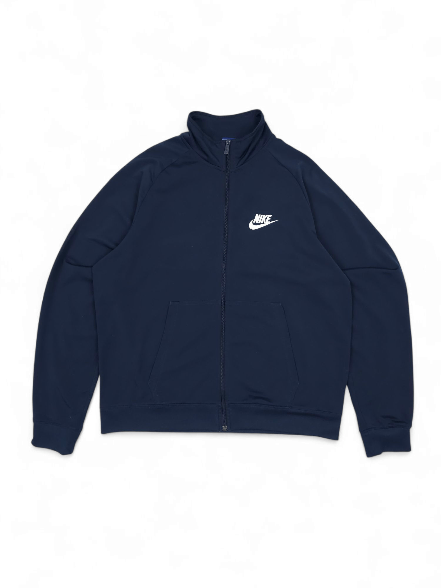 Nike 💎 Vintage Nike Navy Swoosh Logo Zip Up Sweatshirt Track Y2K Size US XL / EU 56 / 4 - 1 Thumbnail