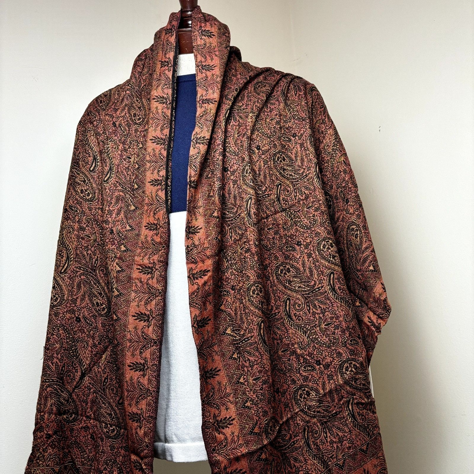 Other Pashmina Brown Shawl Scarf Wrap Accessory 28" x 79" w/ Fring Size ONE SIZE - 3 Thumbnail