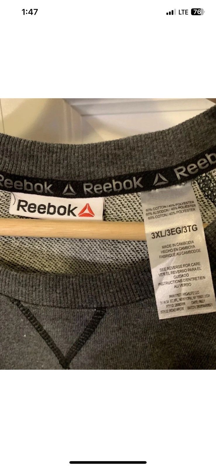 Reebok New Reebok Men’s Sz XXXL Cruise Control Crew Sweatshirt Gray Size US XXL / EU 58 / 5 - 2 Thumbnail