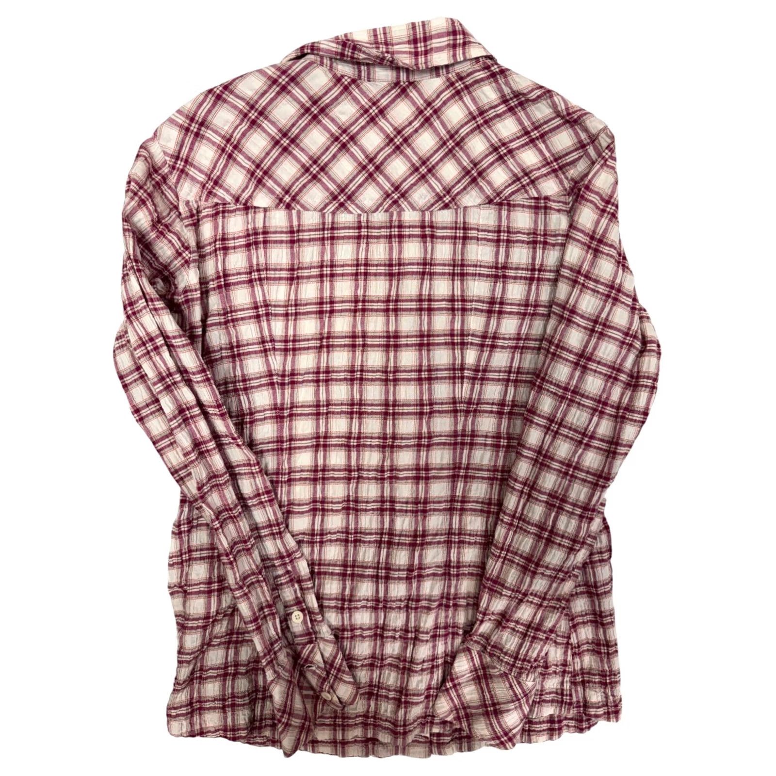 Patagonia VINTAGE Patagonia Women's Button-Down Shirt Burgundy Plaid - 4, 90% Organic Cotton, 9% Polyester, 1% Spandex, Collared, Pockets, Long Sleeve, NS Size S / US 4 / IT 40 - 2 Thumbnail
