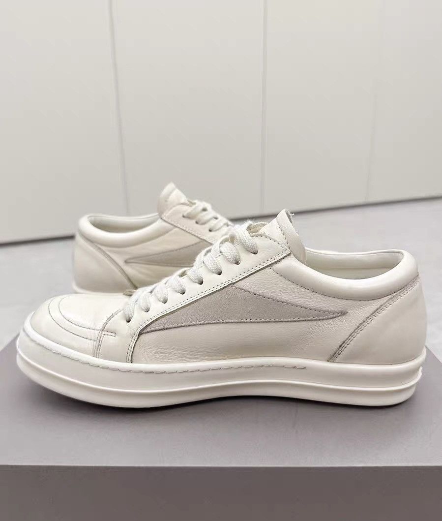 Rick Owens Rick Owens mainline white milk shiny low-top new model Size US 7 / EU 40 - 3 Thumbnail
