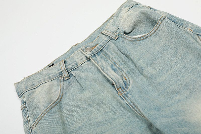 Vintage Retro washed men's cleanfit distressed curved jeans Size US 32 / EU 48 - 3 Thumbnail