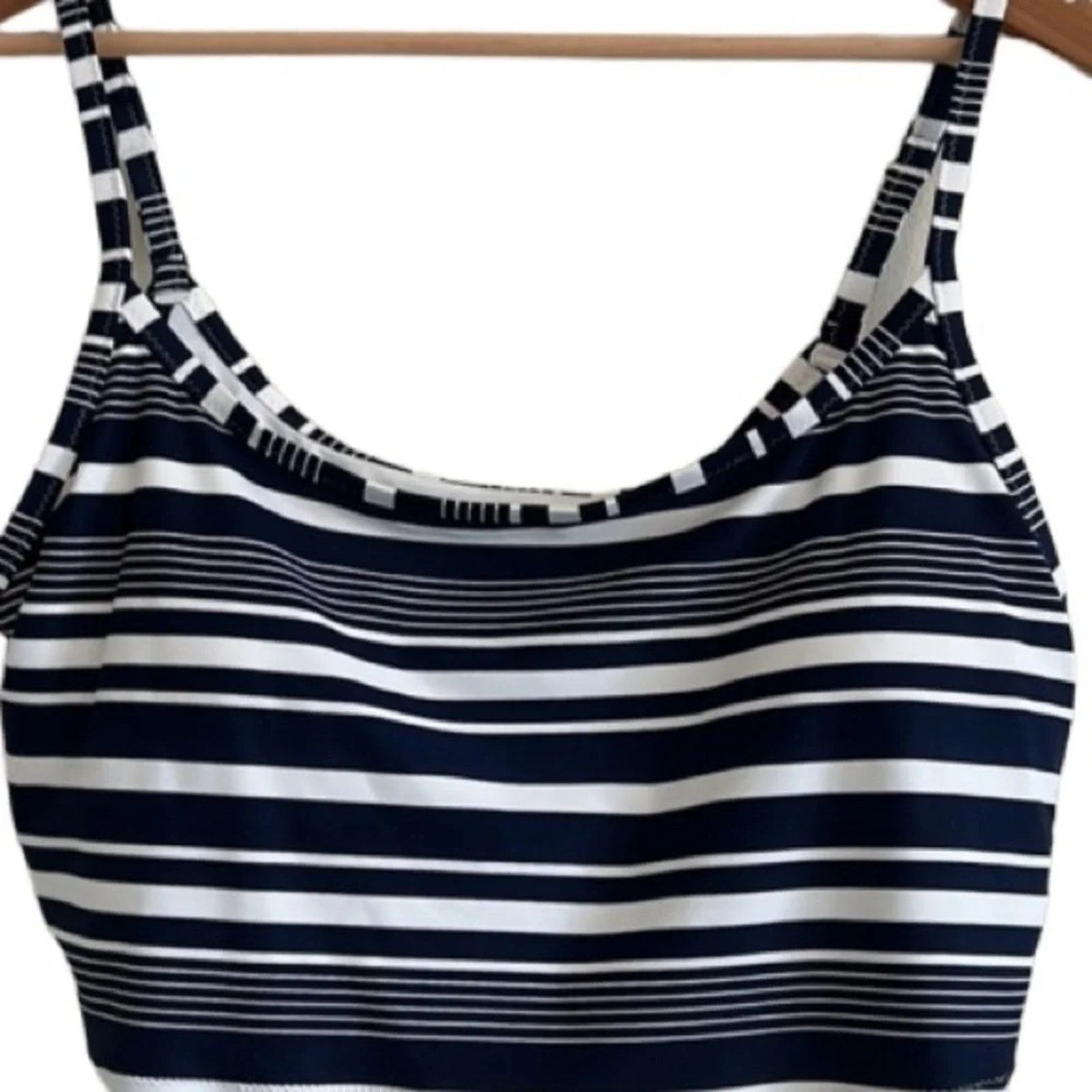 The Unbranded Brand Aerie longline bikini top in white and blue stripes, size M Size ONE SIZE - 1 Thumbnail