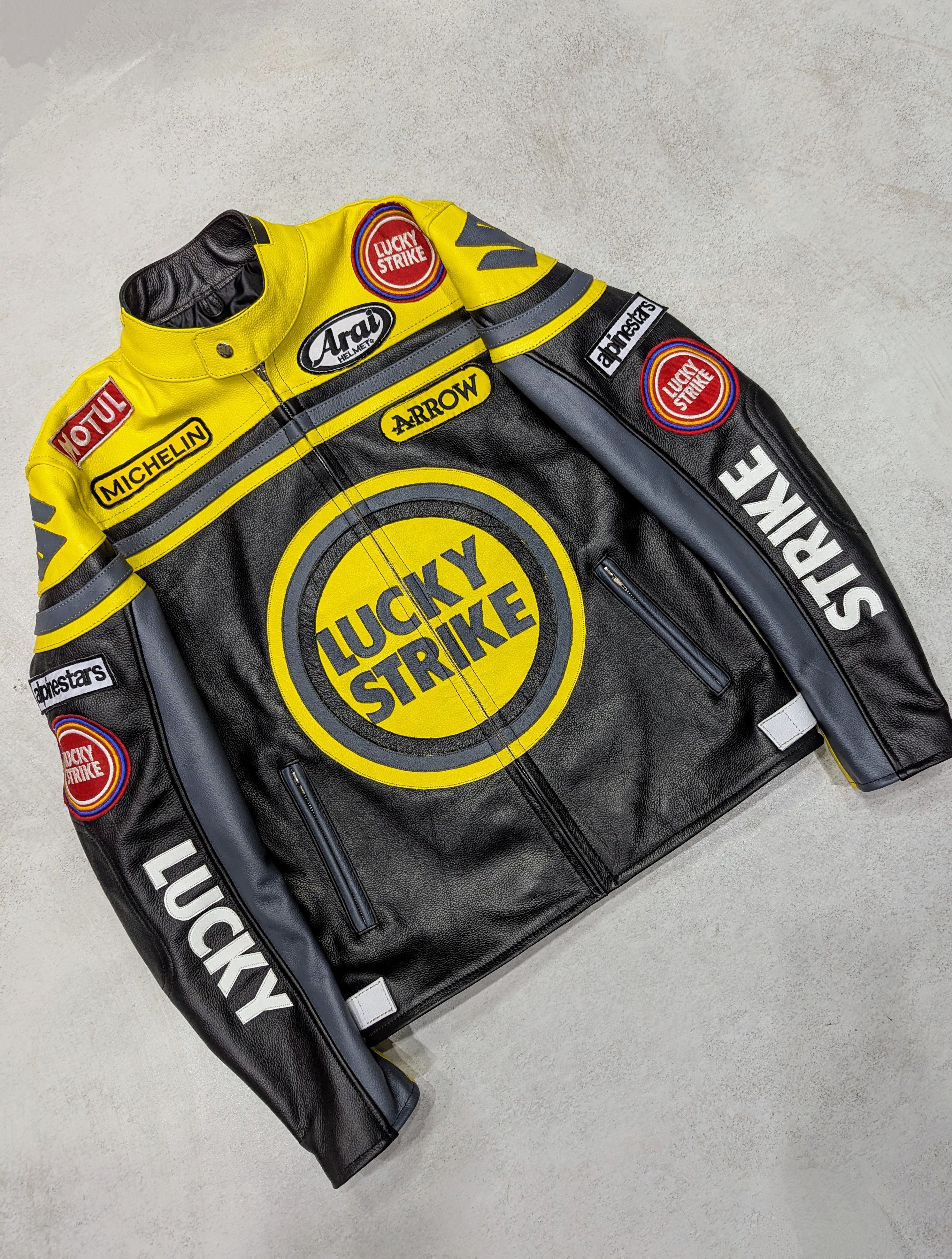 Vintage 🔥 LUCKY STRIKE 🔥 Leather Jacket 90s Vintage Racing Size M / US 6-8 / IT 42-44 - 1 Thumbnail
