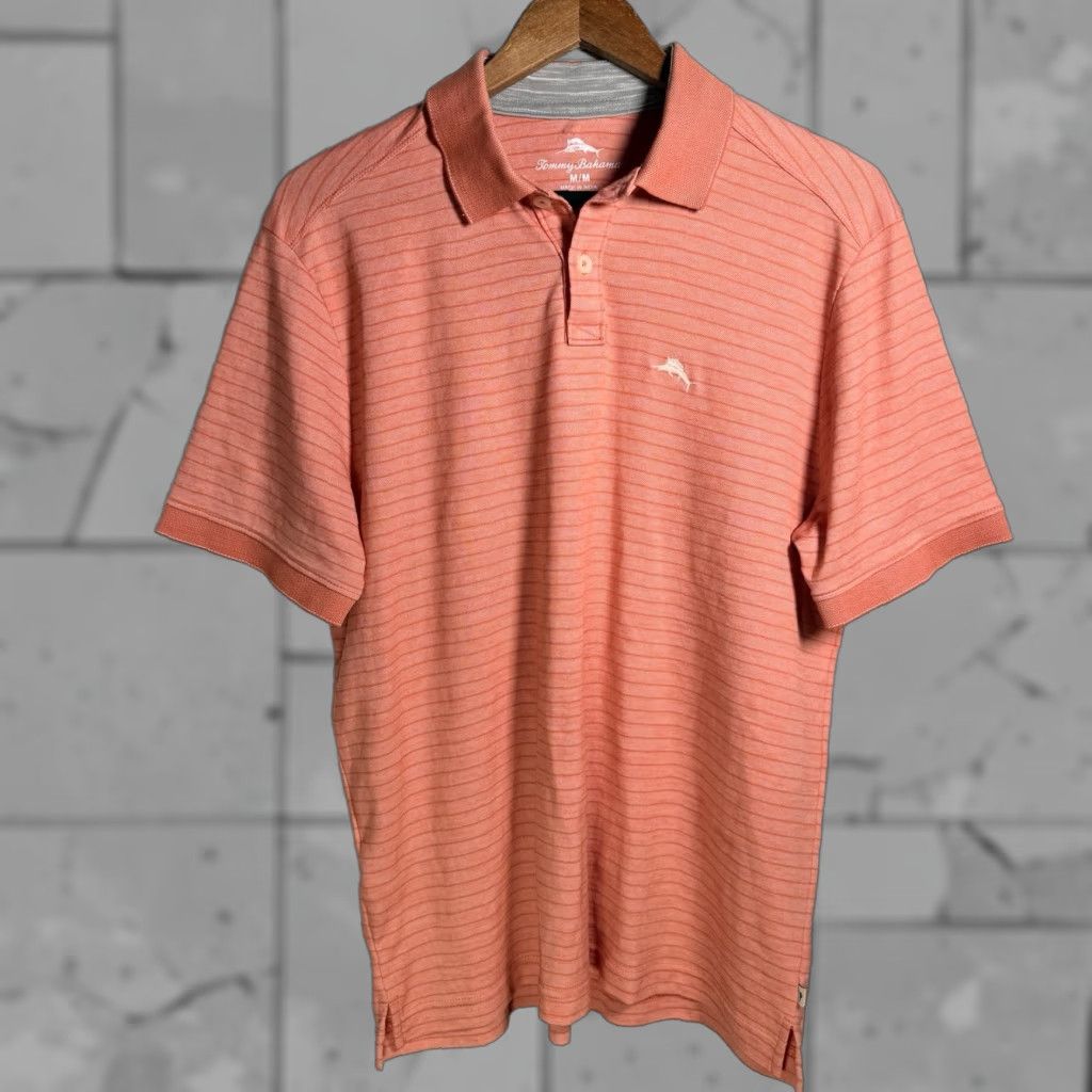 Tommy Bahama VINTAGE Tommy Bahama Polo Shirt Mens M Orange Striped Casual Polo Shirt Men M Orange Striped 90s? Size US M / EU 48-50 / 2 - 1 Thumbnail