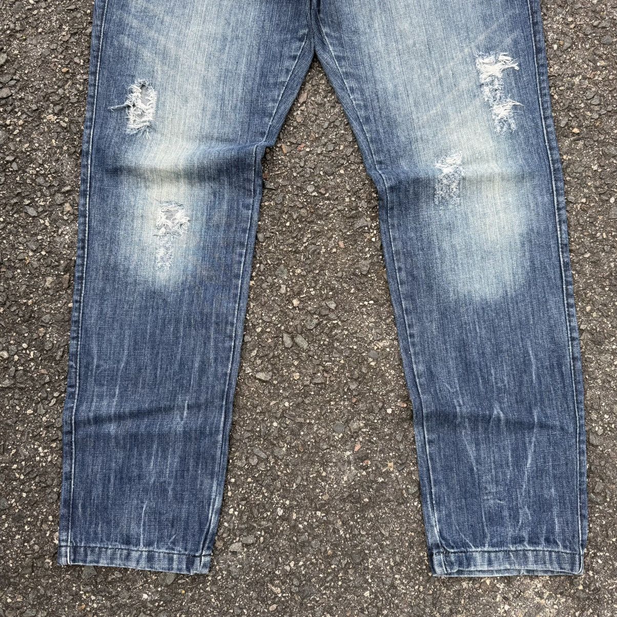 Japanese Brand VINTAGE H-DUROM FADED RIPPEP DENIM JEAN PANTS Size US 35 - 3 Thumbnail