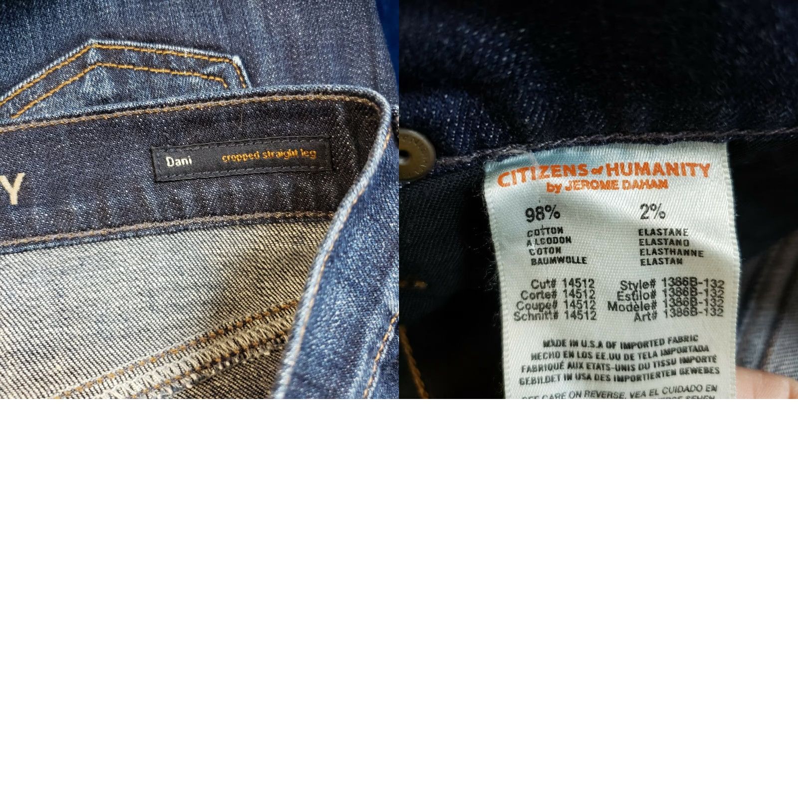 Citizens Of Humanity Citizens of Humanity Womens Dani Cropped Jeans Sz 27 Blue Dark Wash Cropped Straight Leg Denim Cotton Blend Zip Button Rise 8.5 Inseam 23 In Womens Size 27" / US 4 / IT 40 - 8 Thumbnail