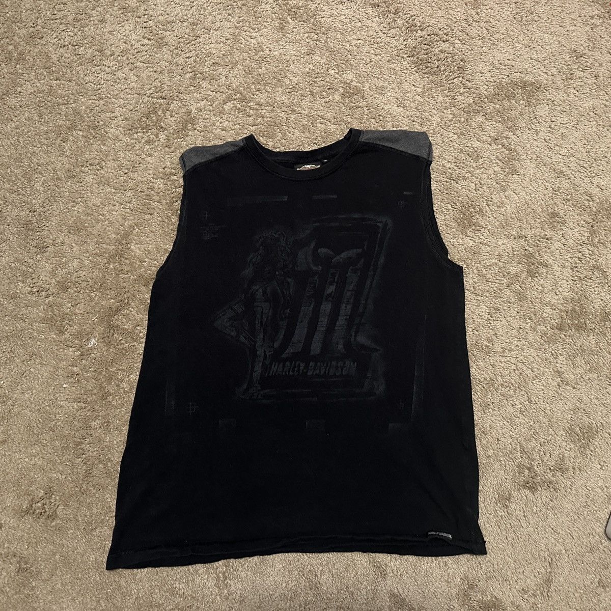 Harley Davidson Harley Davidson Sleeveless Top Grunge Skulls Size US XL / EU 56 / 4 - 1 Thumbnail