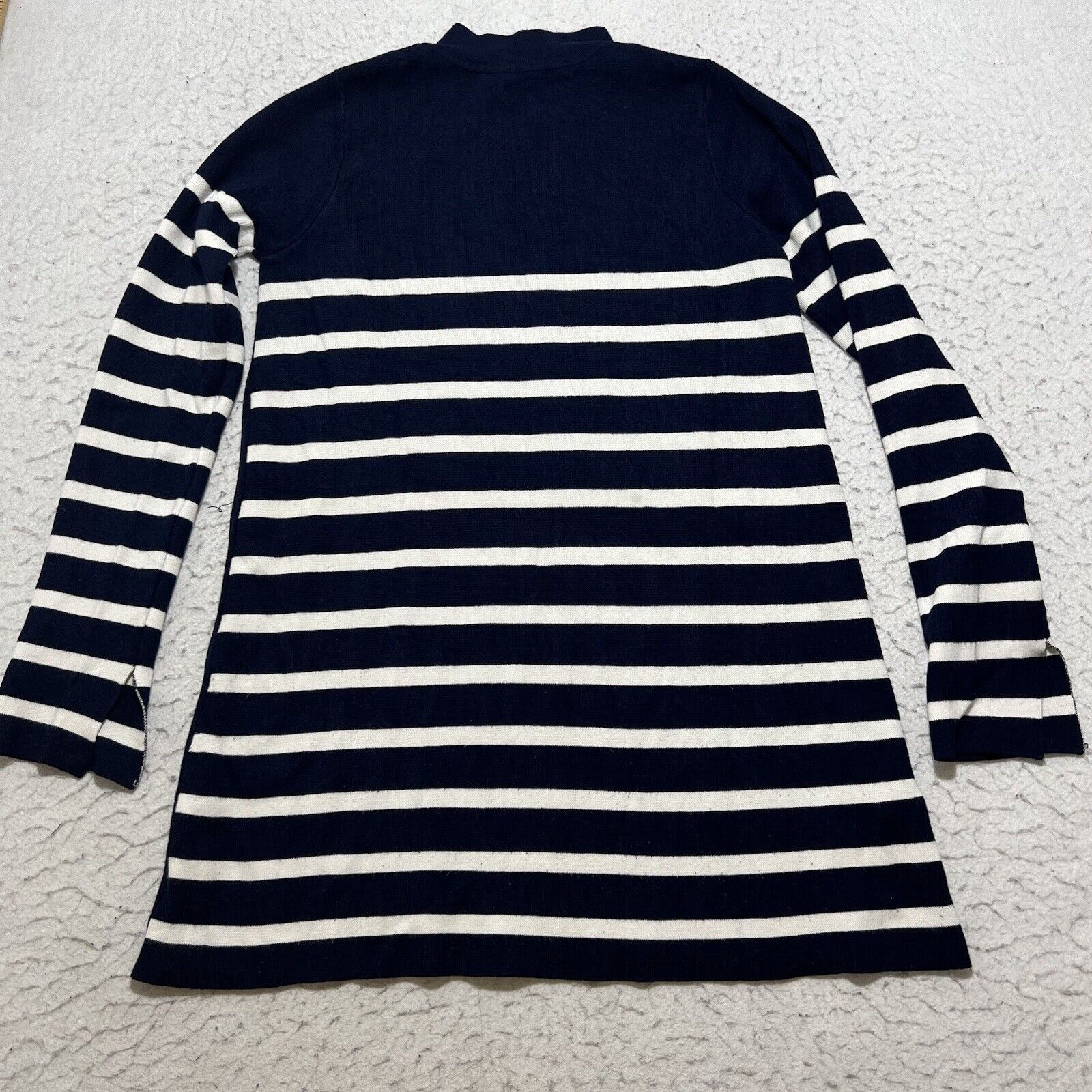 Zara Zara Knit Mock Neck Snap Button Side Blue Striped Sweater Size S / US 4 / IT 40 - 10 Thumbnail