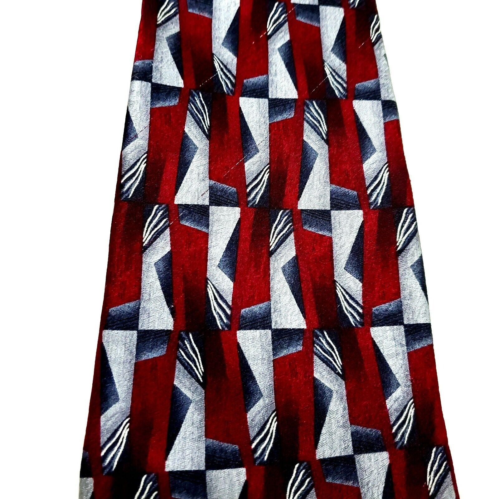 Pierre Cardin Pierre Cardin Silk Tie Print Red Geometric Wide Size ONE SIZE - 2 Thumbnail
