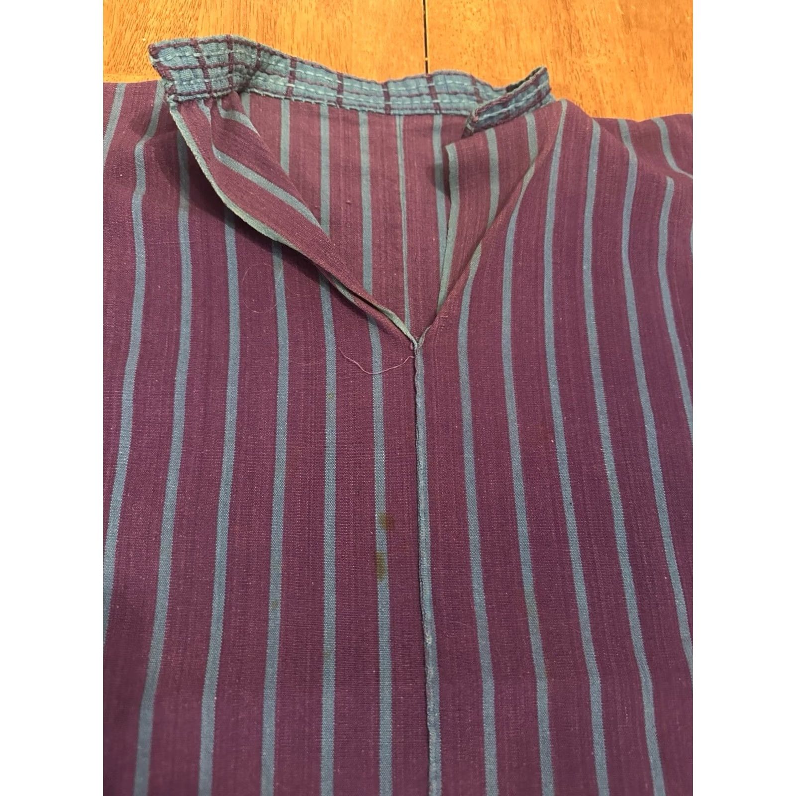 Vintage VINTAGE Guatemalan Shirt XL 70s 80s Striped Hippie Open V Neck Purple Button Mens Size US XL / EU 56 / 4 - 4 Thumbnail