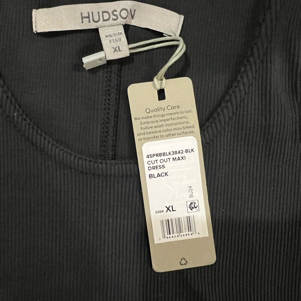 Hudson Hudson Black Cut-Out Midi Dress NWT XL Ribbed Bodycon Side Size XL / US 12-14 / IT 48-50 - 9 Thumbnail