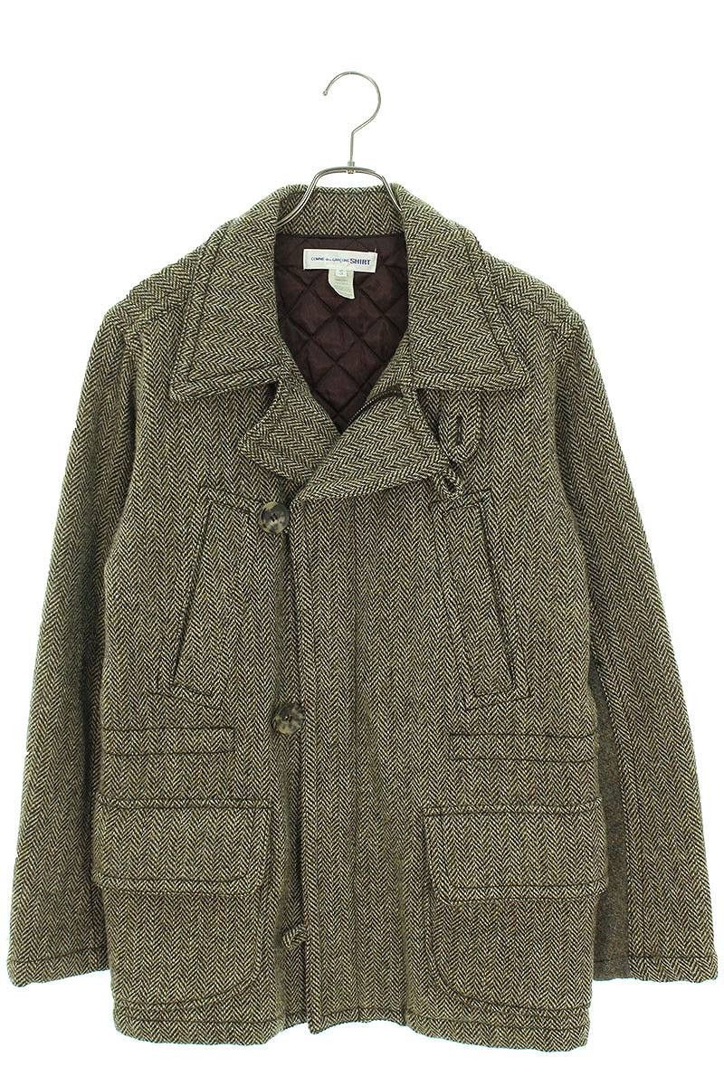 Coat Lining quilted wool toggle button flap pocket Beige