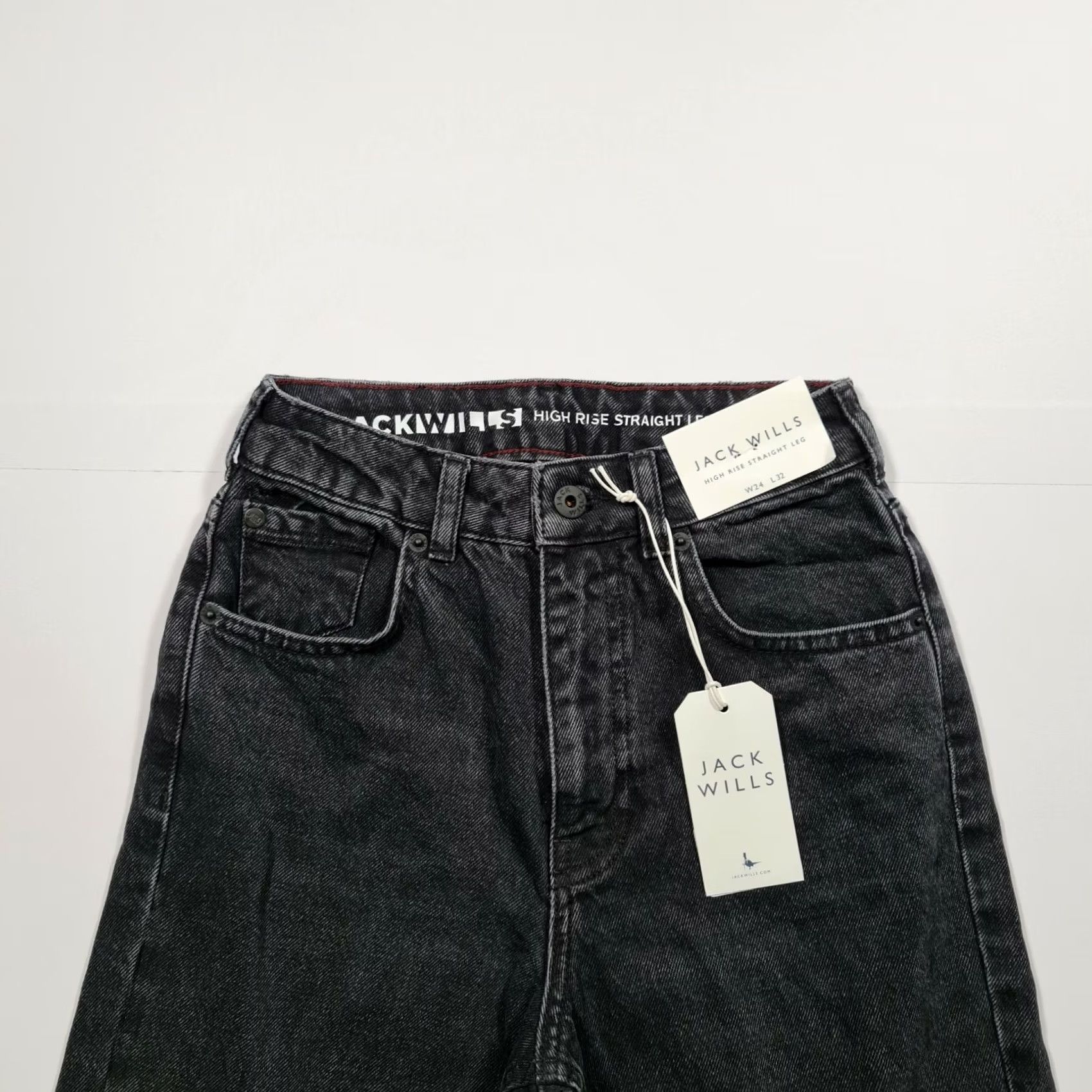 Jack Wills Jack Wills Womens Jeans Black W24 L32 Maddison High Rise Straight Leg Jeans Size 42" / US 20 - 2 Thumbnail