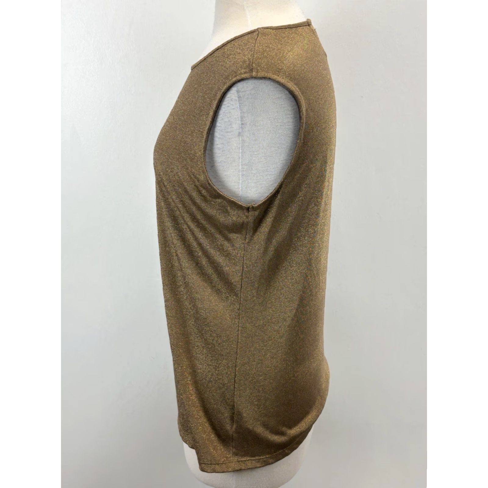Ralph Lauren Lauren Ralph Lauren Knit Sleeveless Top Women’s XL Gold Metallic Stretch Tank Kidney? Size XL / US 12-14 / IT 48-50 - 2 Thumbnail