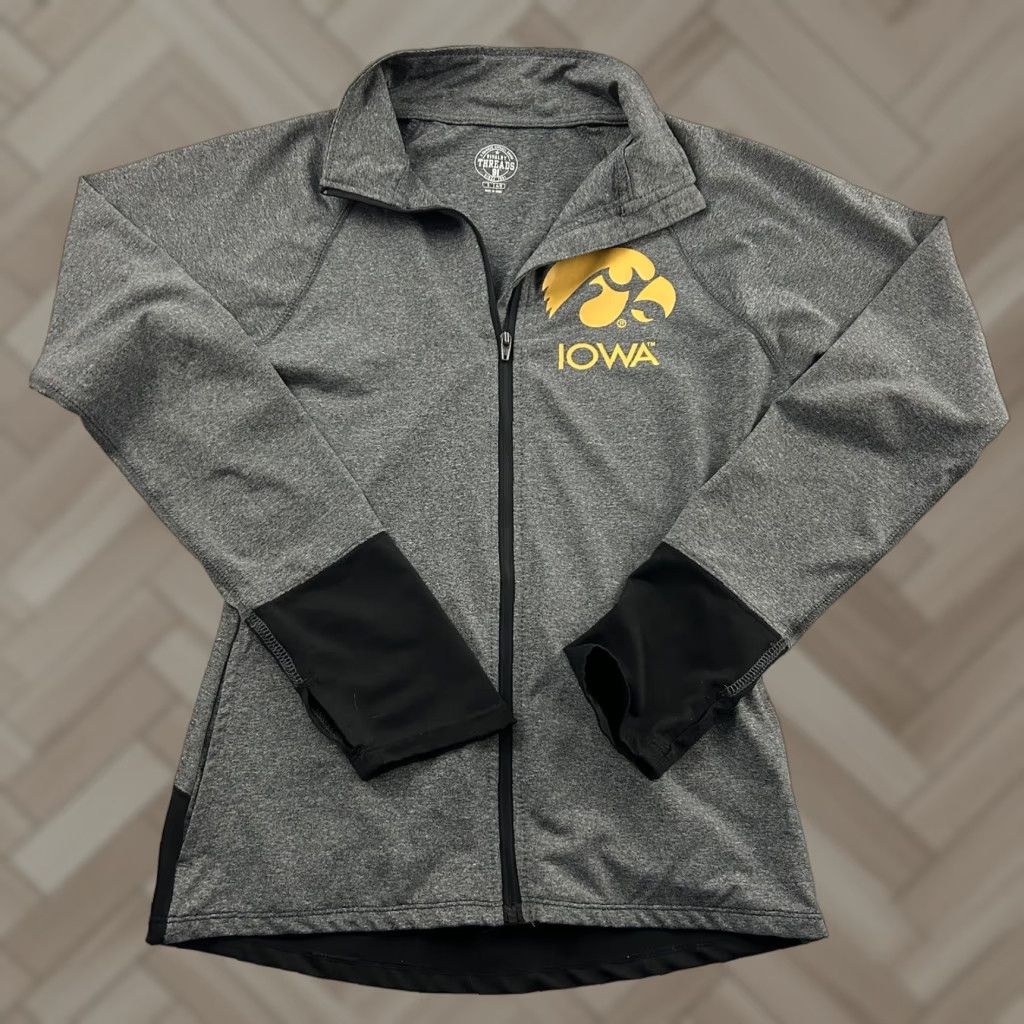 Vintage Rivalry Treads Iowa Hawkeyes Jacket Women's Small Gray Black Full Zip Athletic Size S / US 4 / IT 40 - 1 Thumbnail