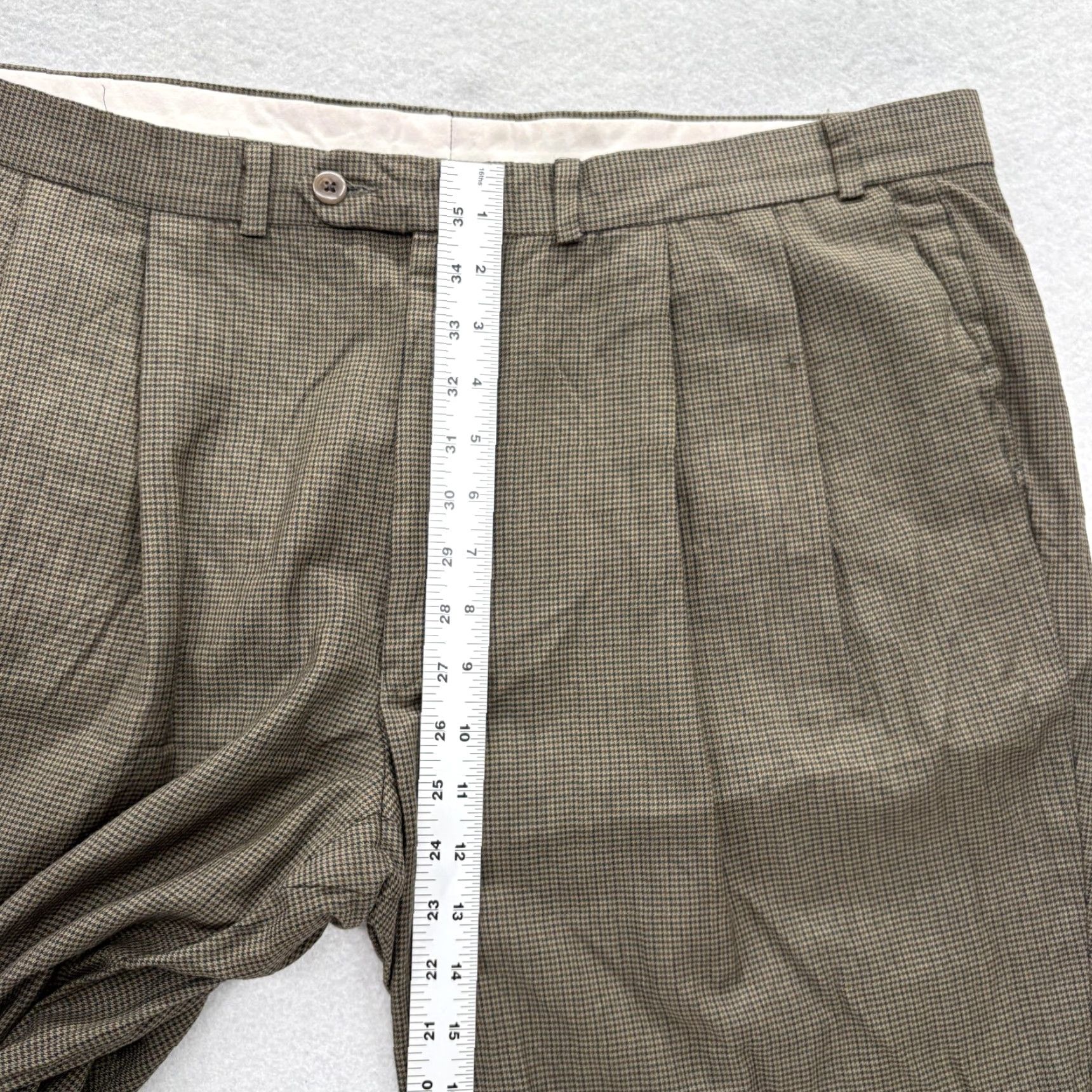 Polo Ralph Lauren Polo Ralph Lauren Dress Pants Mens 40x30 Brown Wool Cashmere Pleated Check Vintage Size US L / EU 52-54 / 3 - 7 Thumbnail