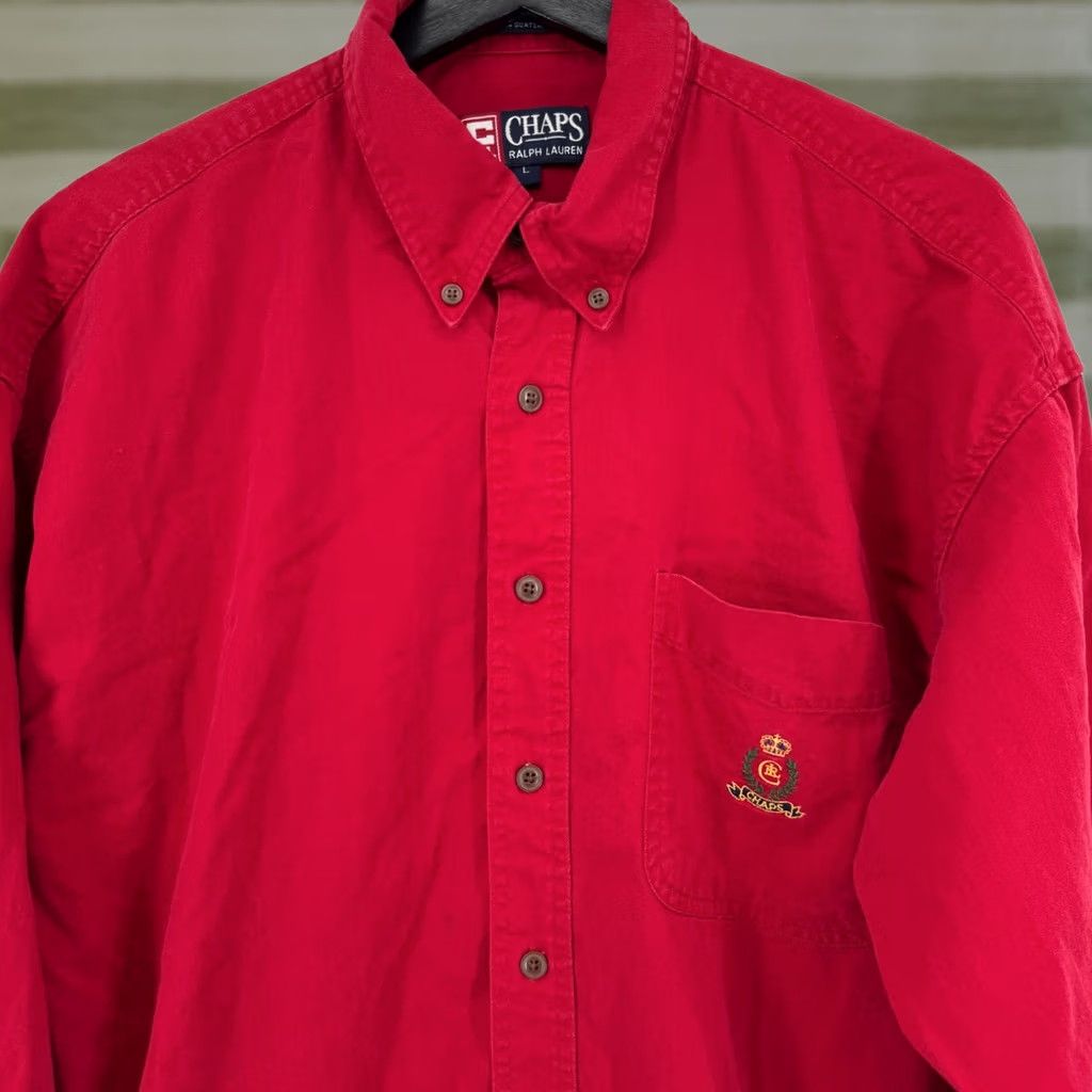 Ralph Lauren Chaps Ralph Lauren Mens Red Long Sleeve Button Down Shirt Embroidered Logo Large Size US L / EU 52-54 / 3 - 1 Thumbnail