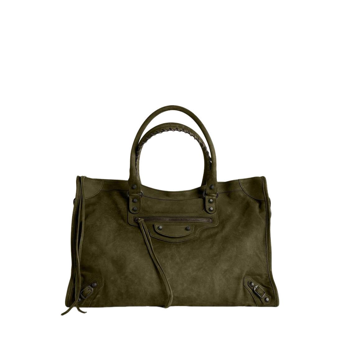 Balenciaga Le City Large $3400 Military Khaki Top Handle Bag, Women's