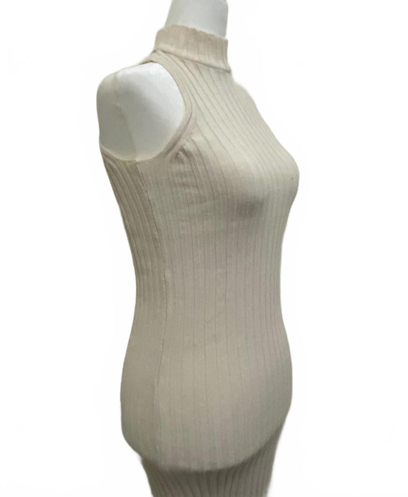 Asos ASOS Sleeveless Knit Mockneck Midi Dress in Beige (SMALL) Size S / US 4 / IT 40 - 9 Thumbnail