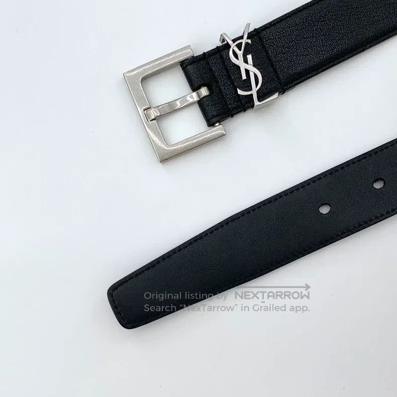Saint Laurent Paris Saint Laurent Paris size 99.5 Black logo smooth buckle bel Size ONE SIZE - 4 Thumbnail