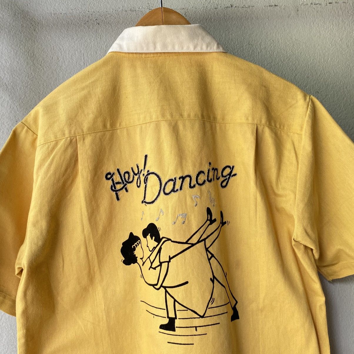 Vintage Girl Girl Yellow Contrast Collar Bowling Shirt Size M / US 6-8 / IT 42-44 - 6 Thumbnail