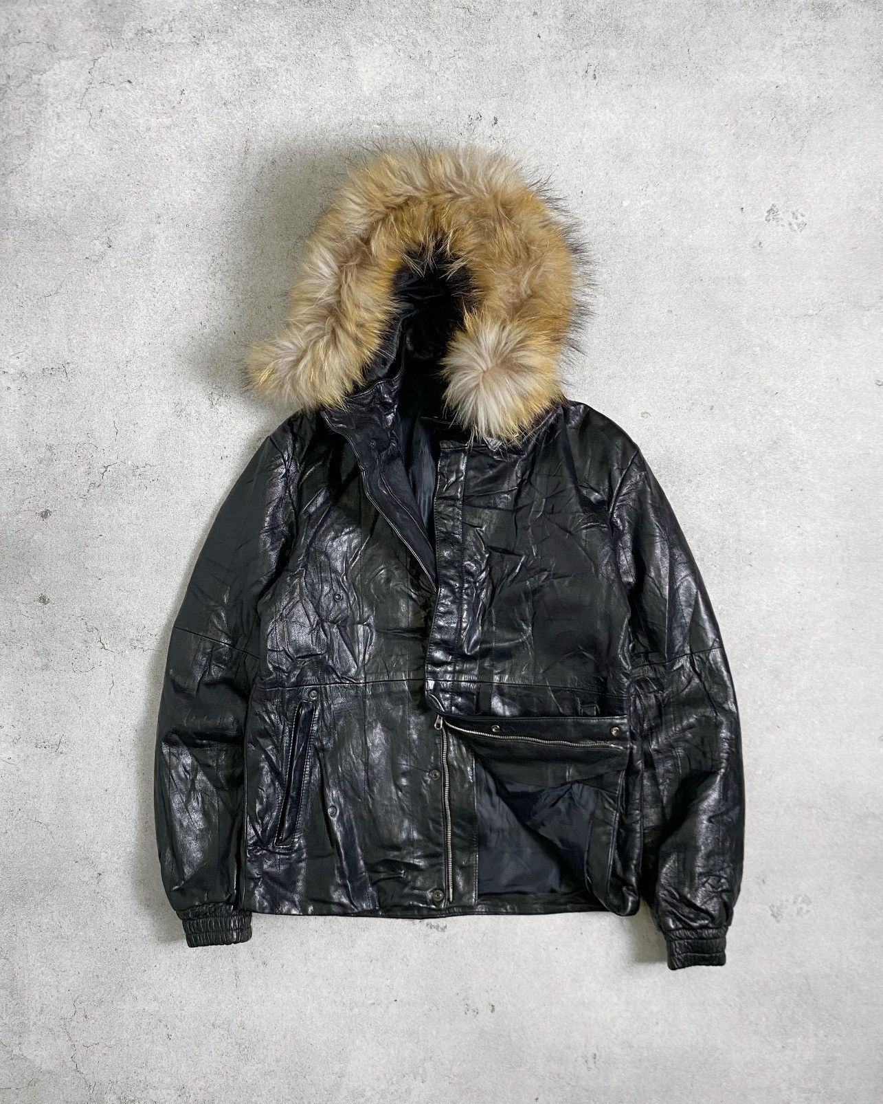 gimmick fur leather jacket lgb if 年取る kmrii 