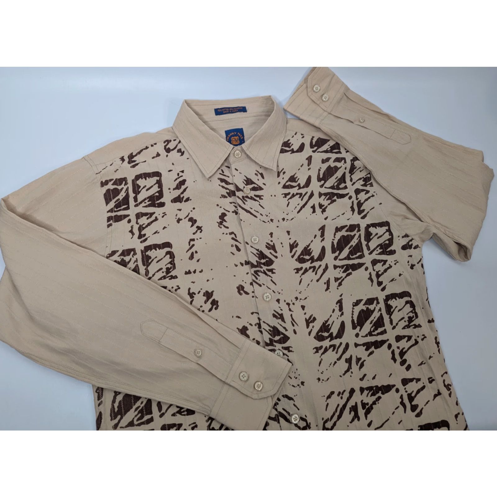 Vintage Franky Max Abstract Pattern Mens Long Sleeve Button Up Shirt Size M Brown Embroidered Size US M / EU 48-50 / 2 - 2 Thumbnail