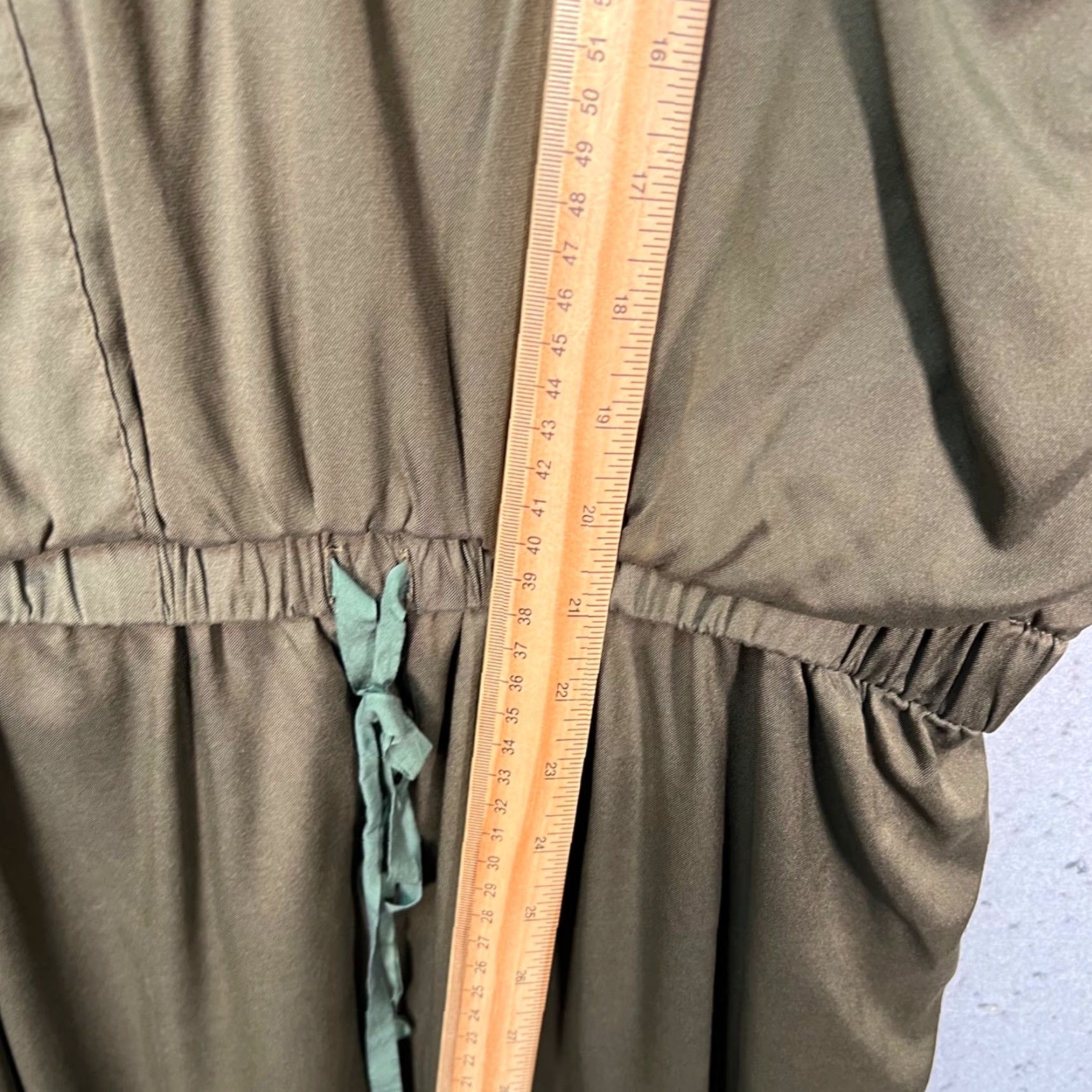 Vintage Calypso St. Barth Womens Small Olive Green Silk-Blend Dress w/ Drawstring Waist Size S / US 4 / IT 40 - 6 Thumbnail