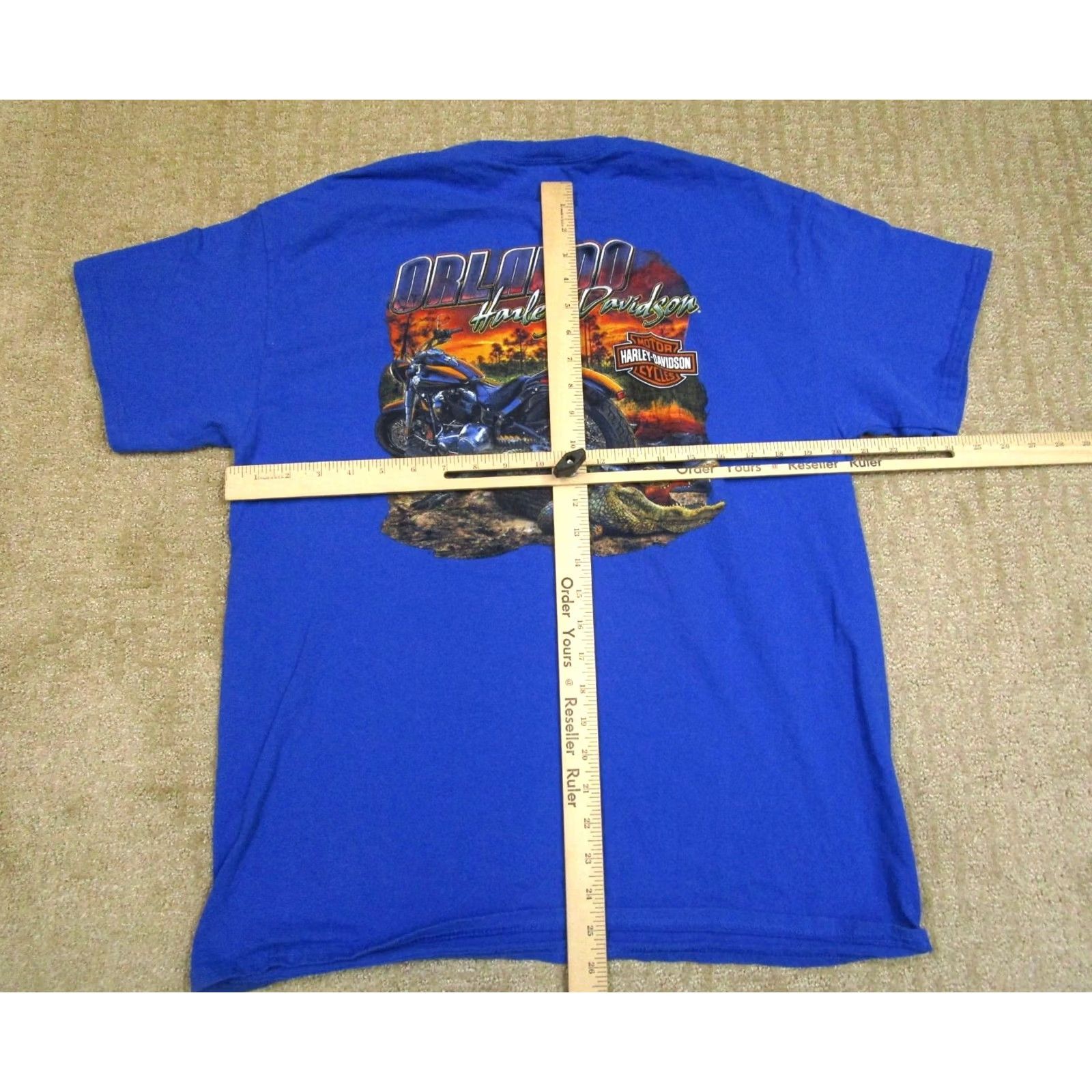 Harley Davidson Harley-Davidson Shirt Men Large Blue Orlando Florida Biker Motorcycle Alligator Graphic Print Short Sleeve Crew Neck T-Shirt Size US L / EU 52-54 / 3 - 5 Thumbnail