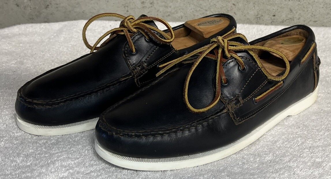 Allen Edmonds Allen Edmonds "MARITIME" Dark Navy Leather Boat Shoes 11D Size US 11 / EU 44 - 1 Thumbnail