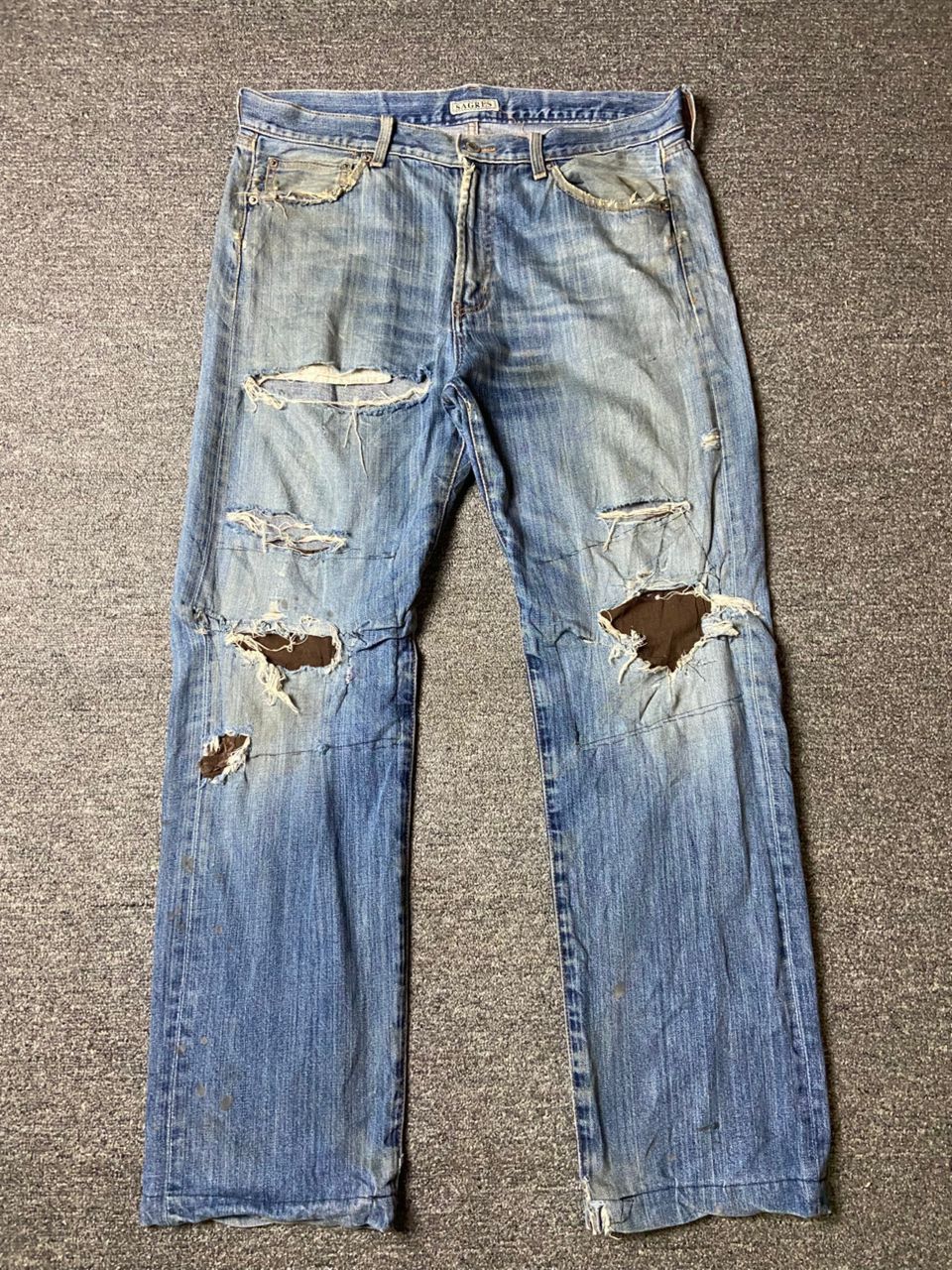 Japanese Brand × Vintage Vintage SAGRES Distressed Denim Ripped Jeans (119) Size US 35 - 1 Thumbnail