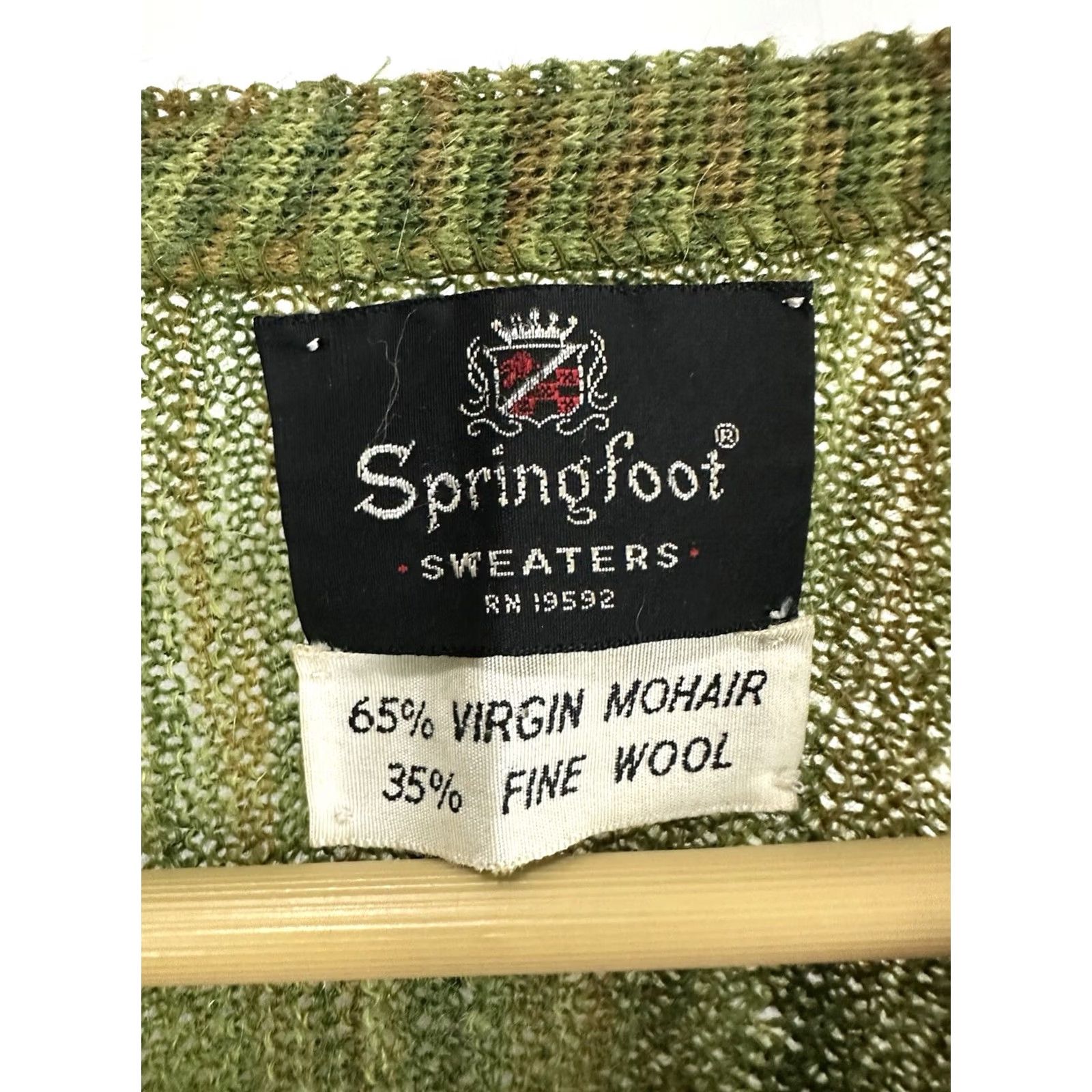 Vintage VTG 60s Springfoot Mohair Wool Blend Grinch Green Cardigan Sweater L Green Mens Shirt? Size US L / EU 52-54 / 3 - 3 Thumbnail
