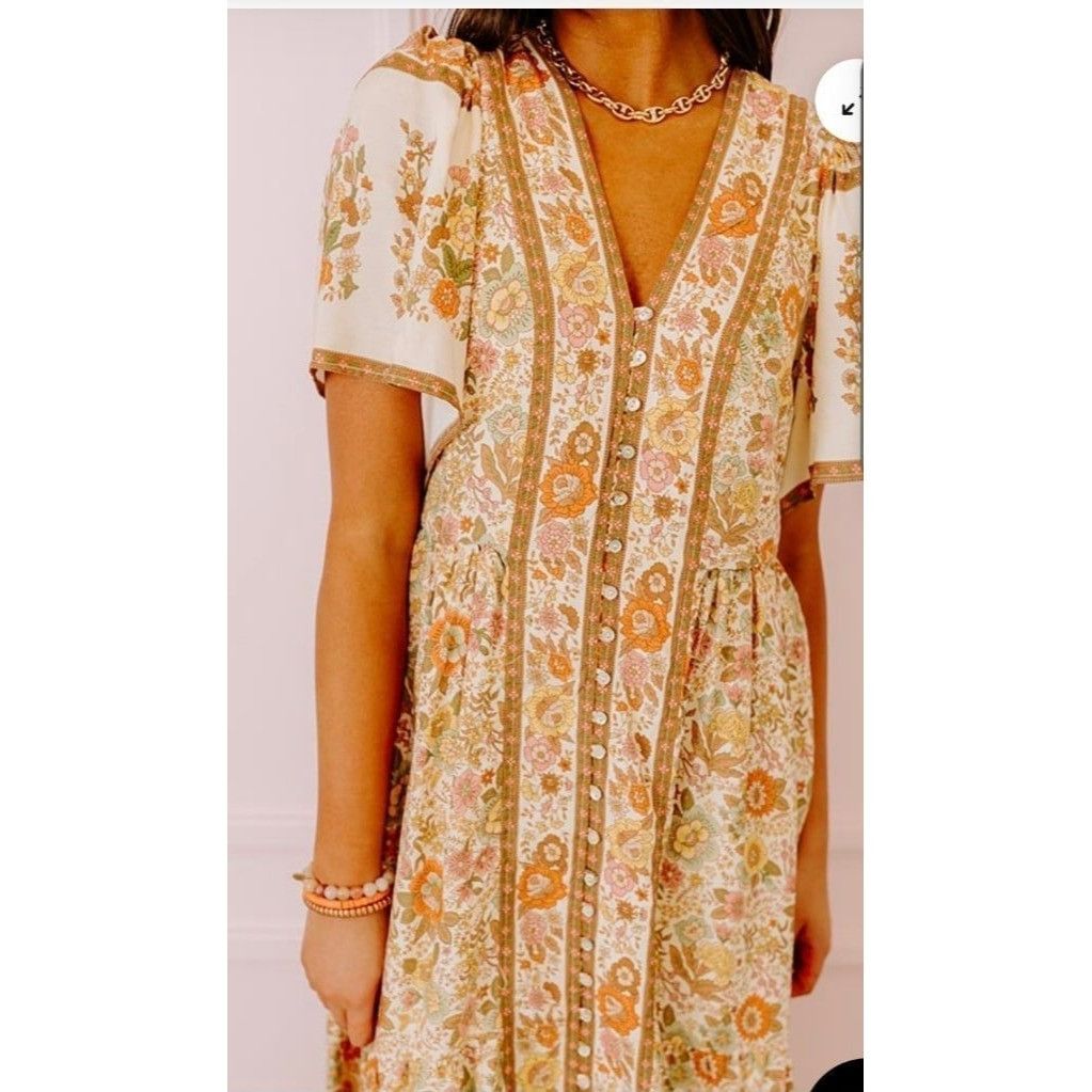 Other In Loom Boho Floral Midi Dress Cottage Core Dress Prarie Soh Size S / US 4 / IT 40 - 2 Thumbnail
