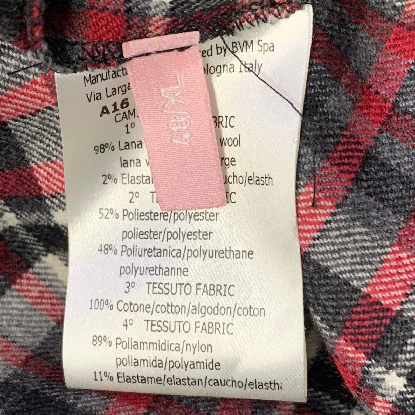 Giambattista Valli GIAMBA by GIAMBATTISTA VALLI Black Red Wool Snaps Shirt Size XL / US 12-14 / IT 48-50 - 6 Thumbnail