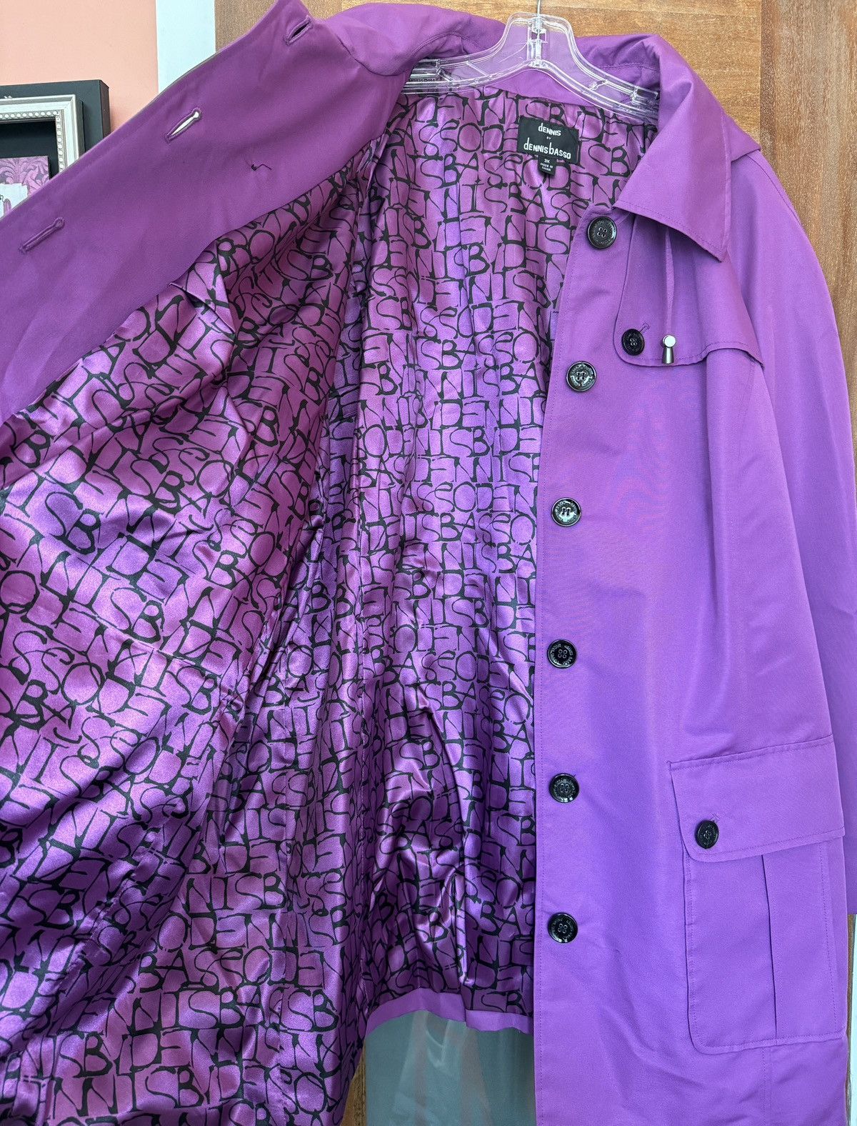 Other Dennis Basso Women Plus Size Purple Short Hooded Trench Coat Size 3XL / US 20-22 - 5 Thumbnail