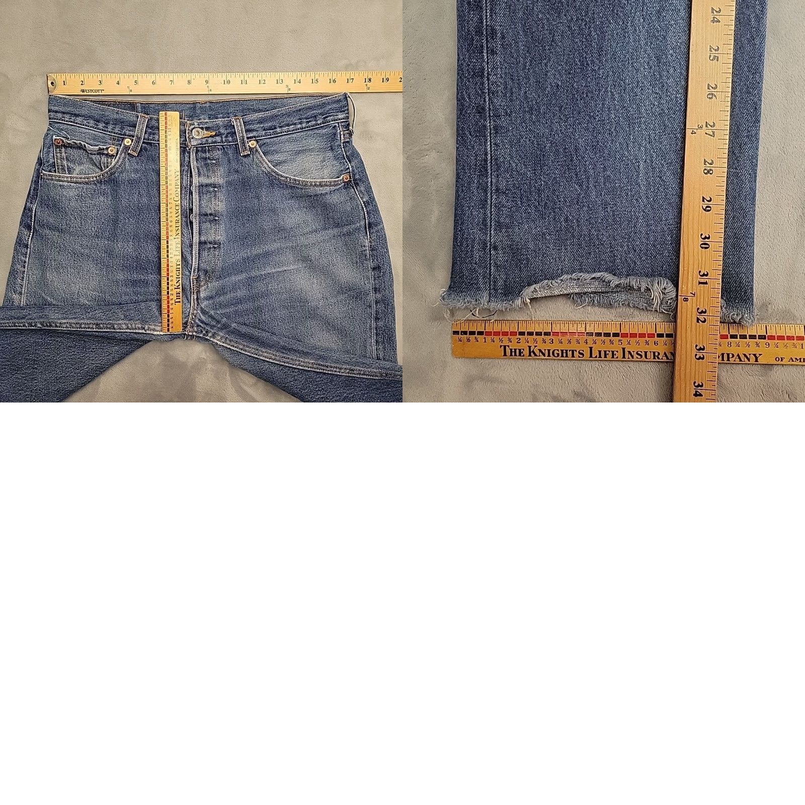 Denime VINTAGE Levis Jeans Mens 36x38 501 Blue Denim Button Fly Batwing 90s Y2K Jeans Mens Blue 501 Batwing 90s Y2K Size US 36 / EU 52 - 9 Thumbnail