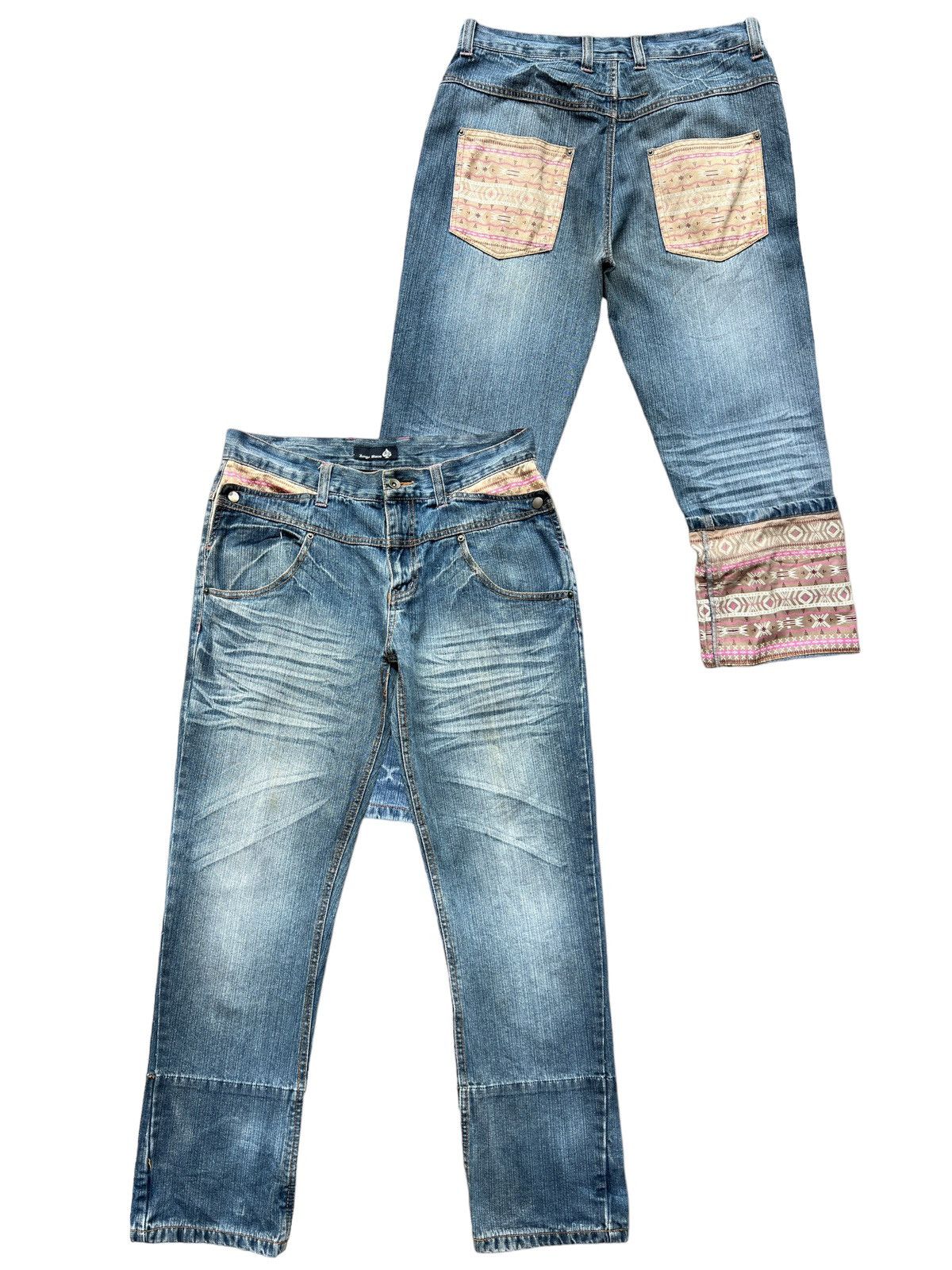 image of Beauty Beast x Unsound Rags Punk Bondage Distressed Denim Jeans 35X31 in Blue, Men's