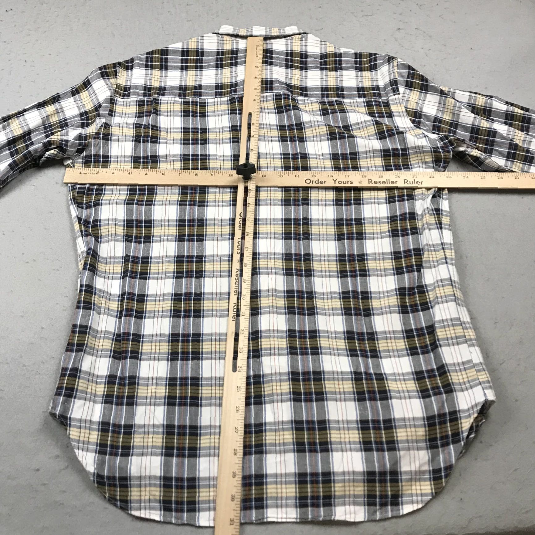Billy Reid Billy Reid Mens Shirt XL Slim Plaid Yellow Cotton Silk Rayon Button-Up Casual Classic Designer Size US XL / EU 56 / 4 - 7 Thumbnail