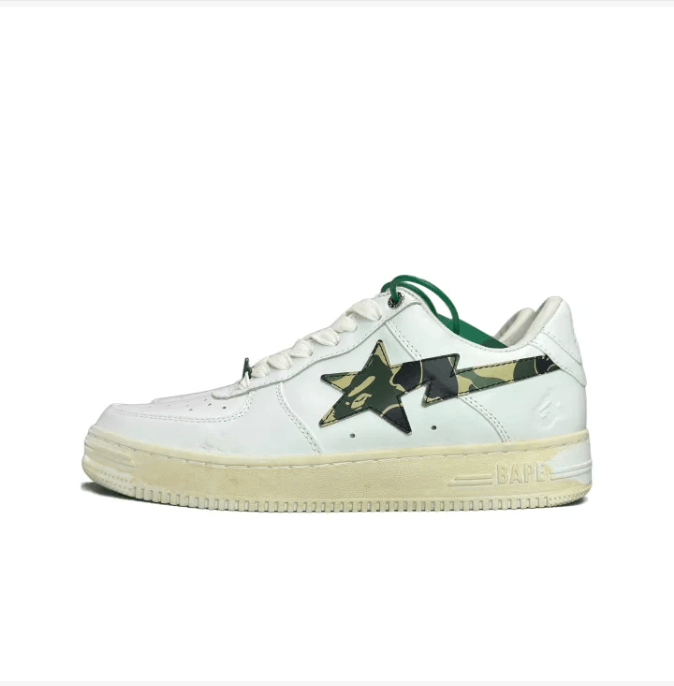 Bape A Bathing Ape Bapesta Low White Camo Star Sneakers Size US 10 / EU 43 - 1 Thumbnail