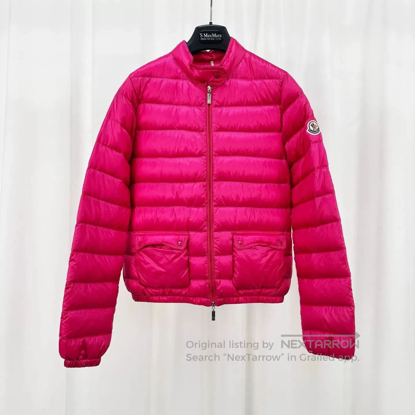Moncler bright pink Moncler puffer jacket with logo. Size XXS / US 00 / IT 34 - 1 Thumbnail